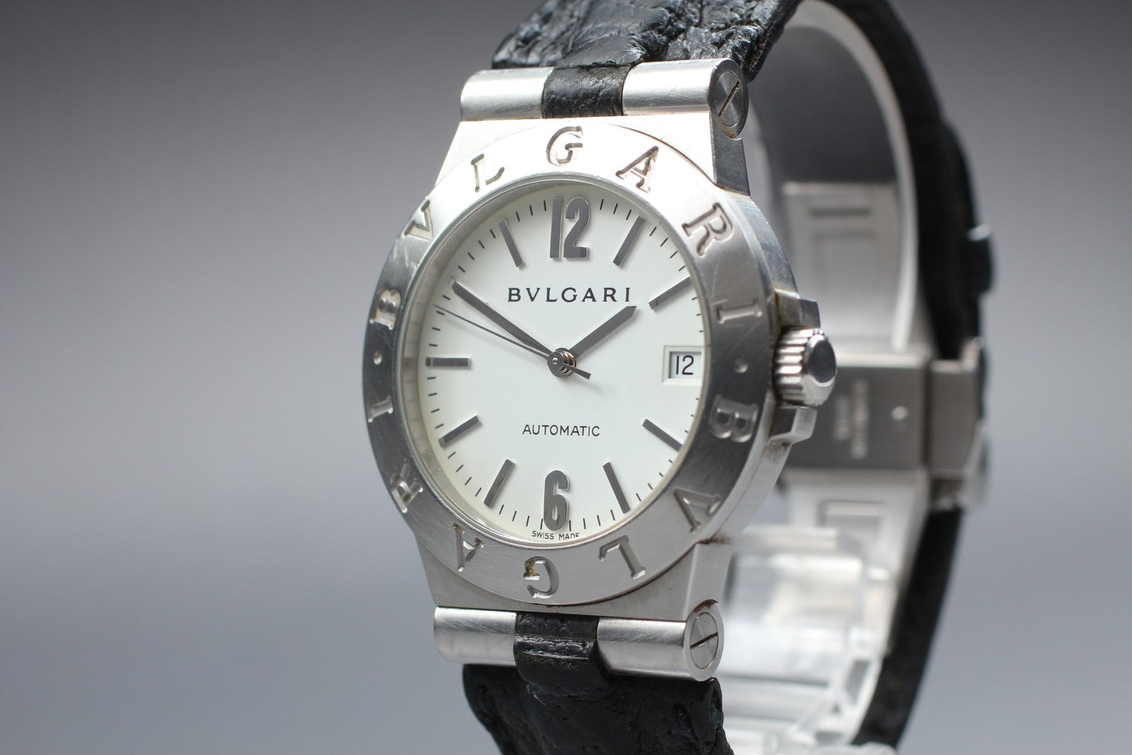 Exc+5* BVLGARI Diagono Sports LCV35S White Dial Automatic Men's Watch 36mm JAPAN