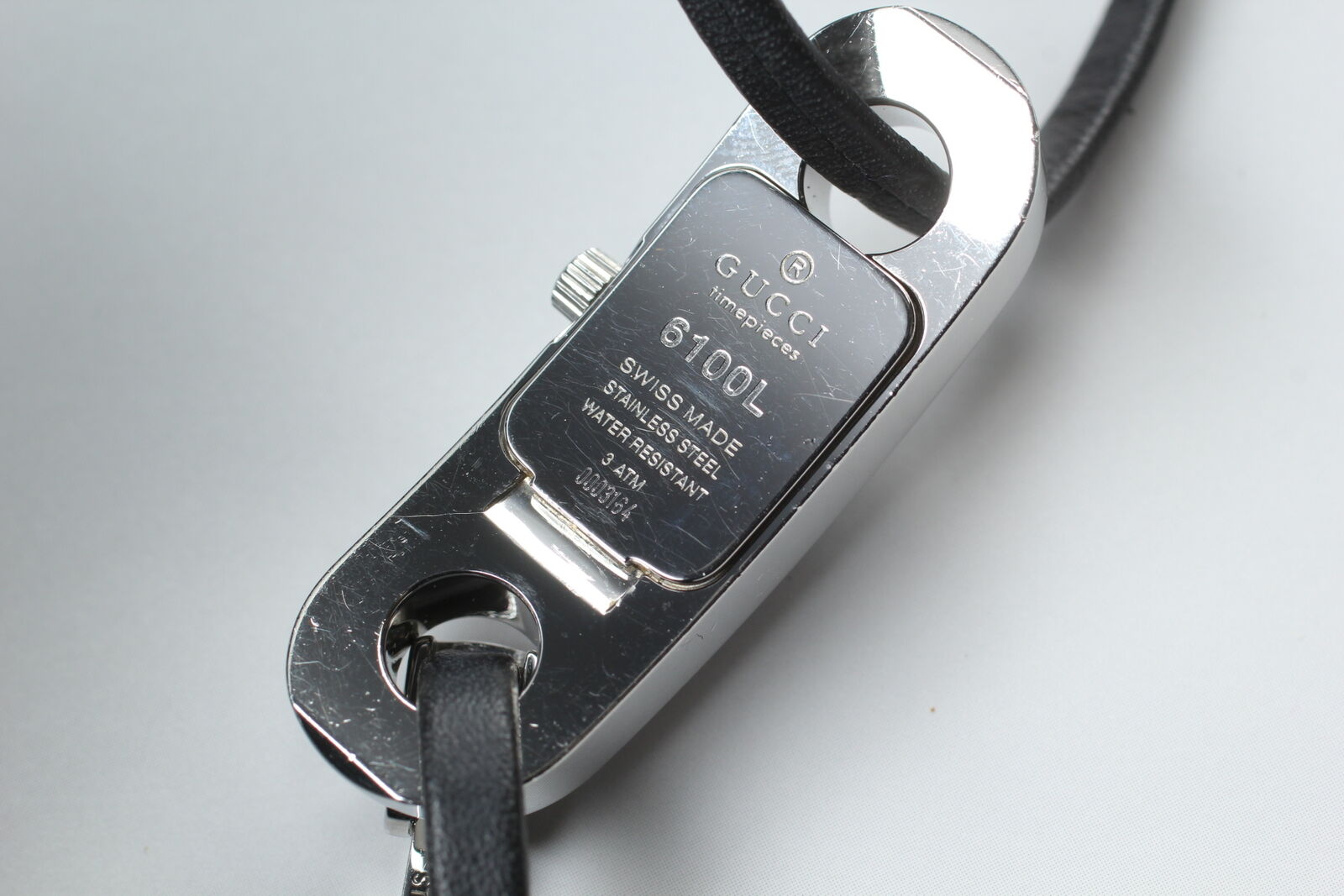 New Battery [Exc+5] Gucci 6100L Black Dial Silver Vintage Women's Qz Watch JP