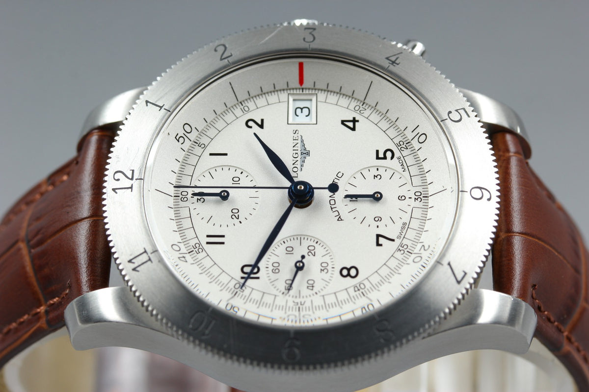 LONGINES Weems Chronograph L2.741.4 Silver 41mm Automatic Men's Watch [Box]