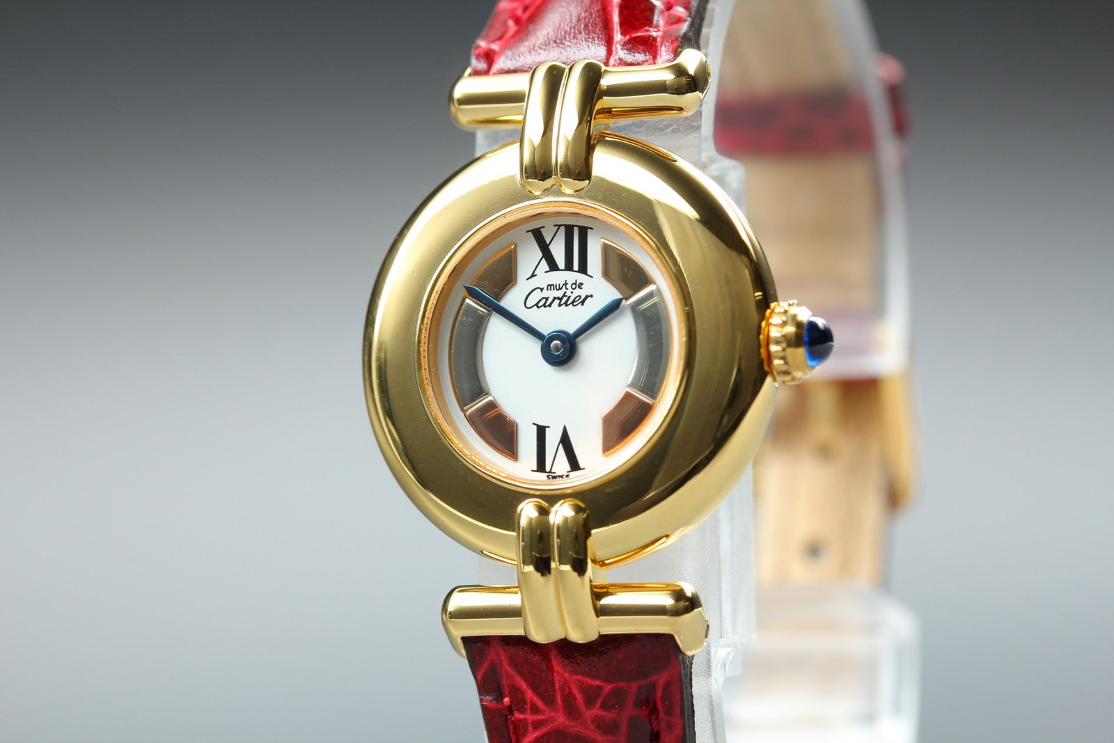 Vintage Cartier Must Colisee Vermeil 590002 Red Women's Quartz Watch [Pouch]