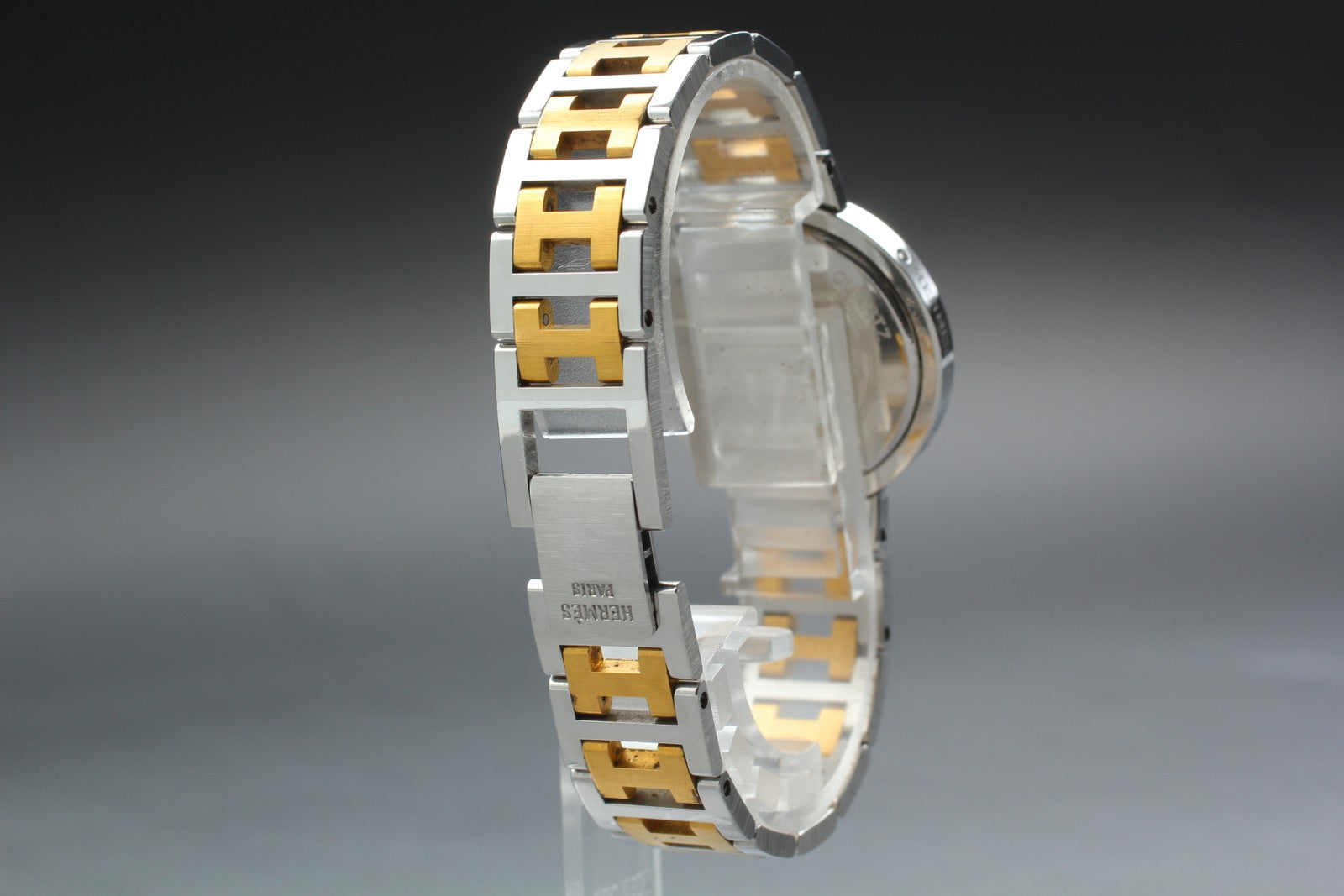 Vintage [Exc+5 Box] Hermes Clipper 30mm White Dial Gold Unisex Watch Quartz
