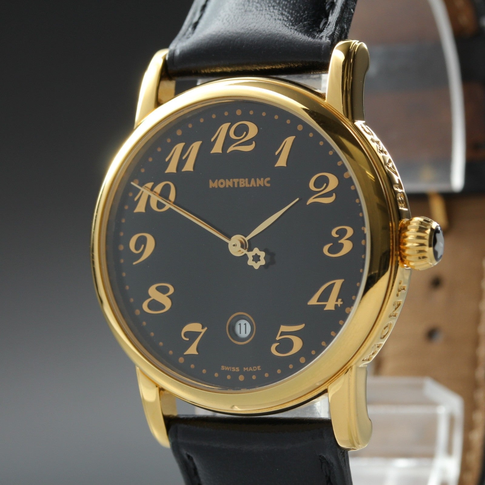 New Batt MONTBLANC Meisterstuck 7005 Quartz Black Men's Watch 31mm JAPAN Box
