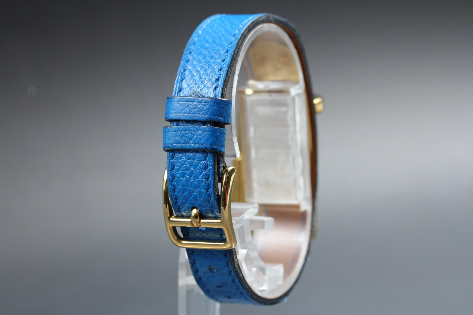 Vintage HERMES Kelly Watch Gold Blue Leather "A" Woman's Quartz Watch [Box]