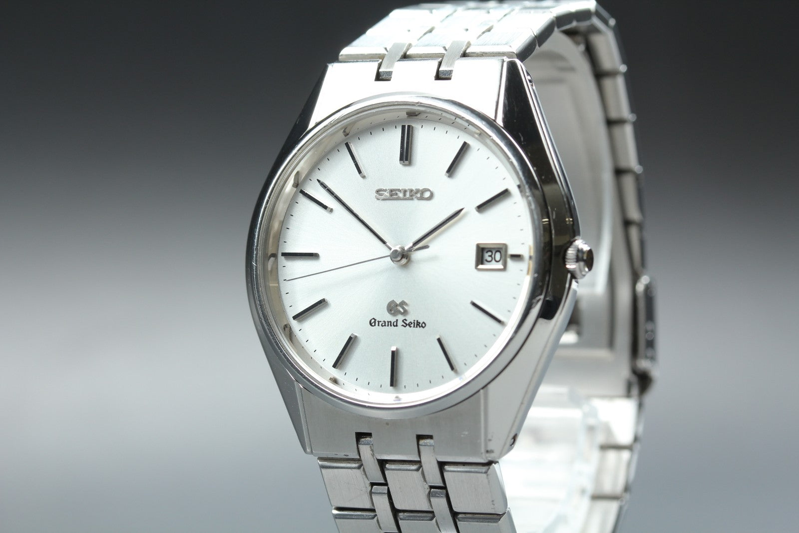 New Batt GRAND SEIKO 9587-8000 SBGS003 Silver Quartz Date Boy's Watch 36mm JAPAN
