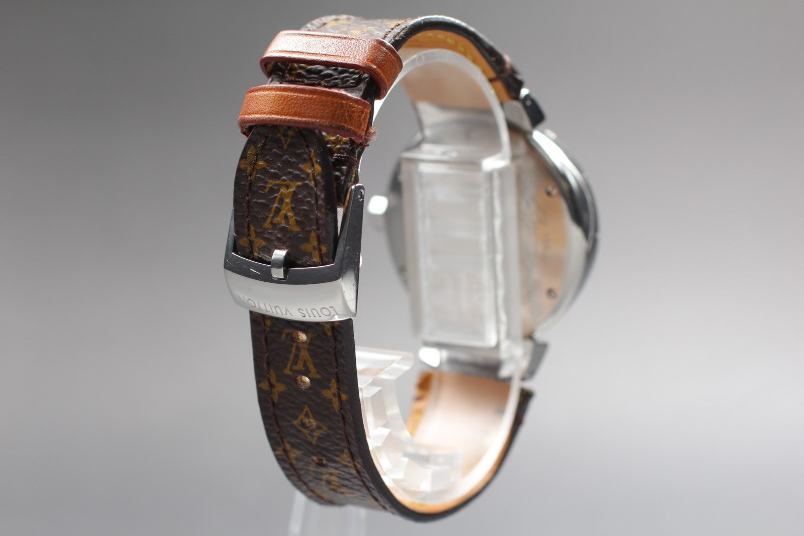 [Exc+5] Louis Vuitton Tambour Q1311 32mm Date Brown Women's Quartz Watch JAPAN