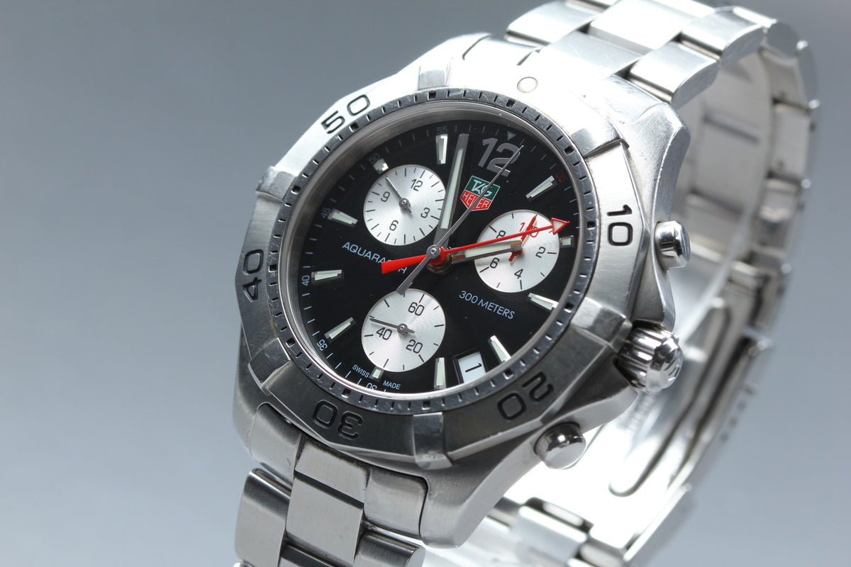 TAG Heuer Aquaracer CAF1110 Chronograph Black Quartz Men's Watch 42mm Box