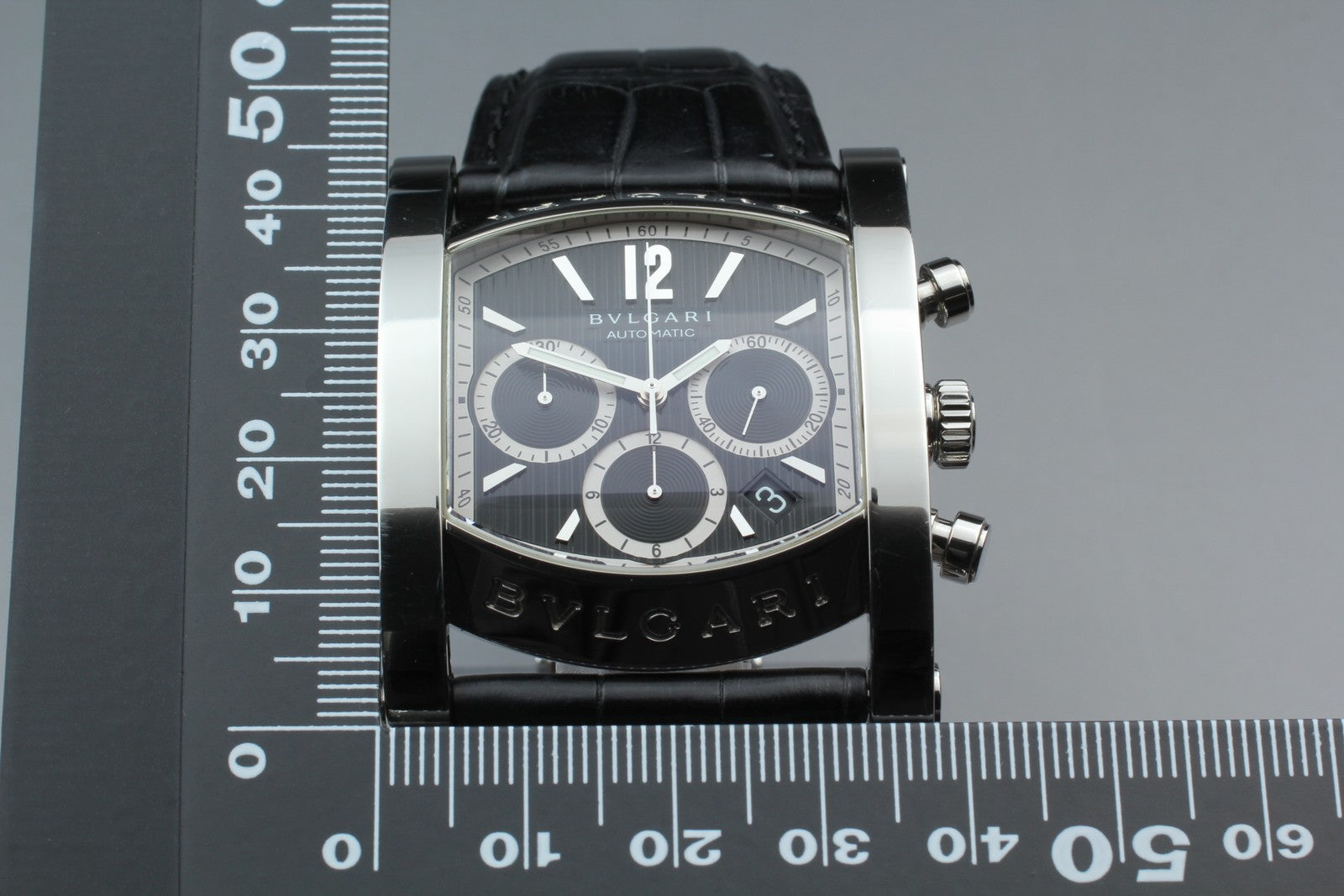 [w/ Box] BVLGARI Assioma AA48SCH Chronograph Black 38mm Automatic Men's Watch