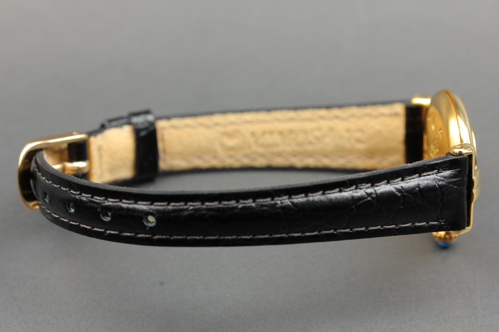 Vintage Cartier Must Colisee Vermeil 590002 Black Dial Gold Women's Quartz Watch