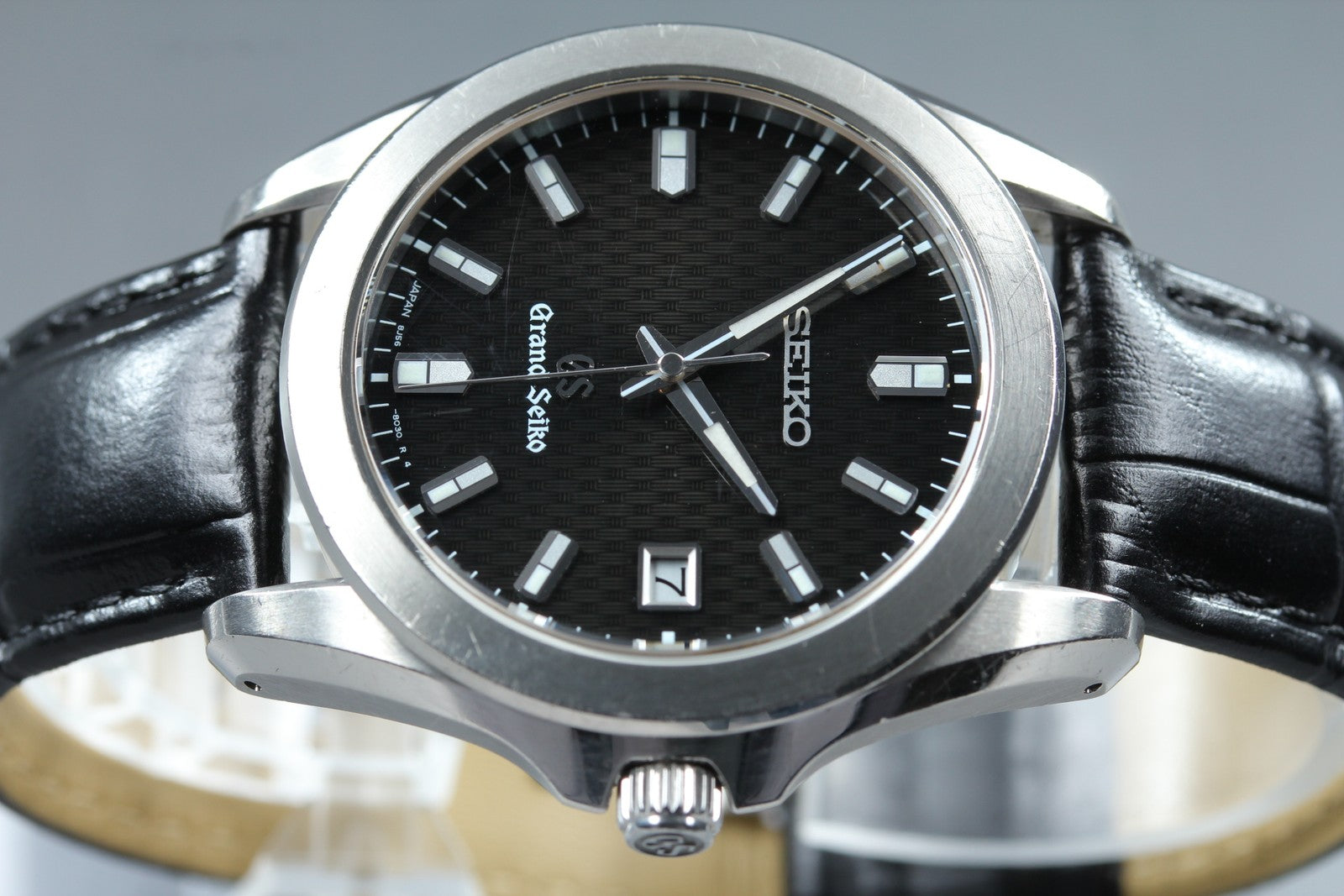 [Exc+5] Grand SEIKO GS 8J56-8020 SBGF021 Black Date Men's Quartz Watch JAPAN