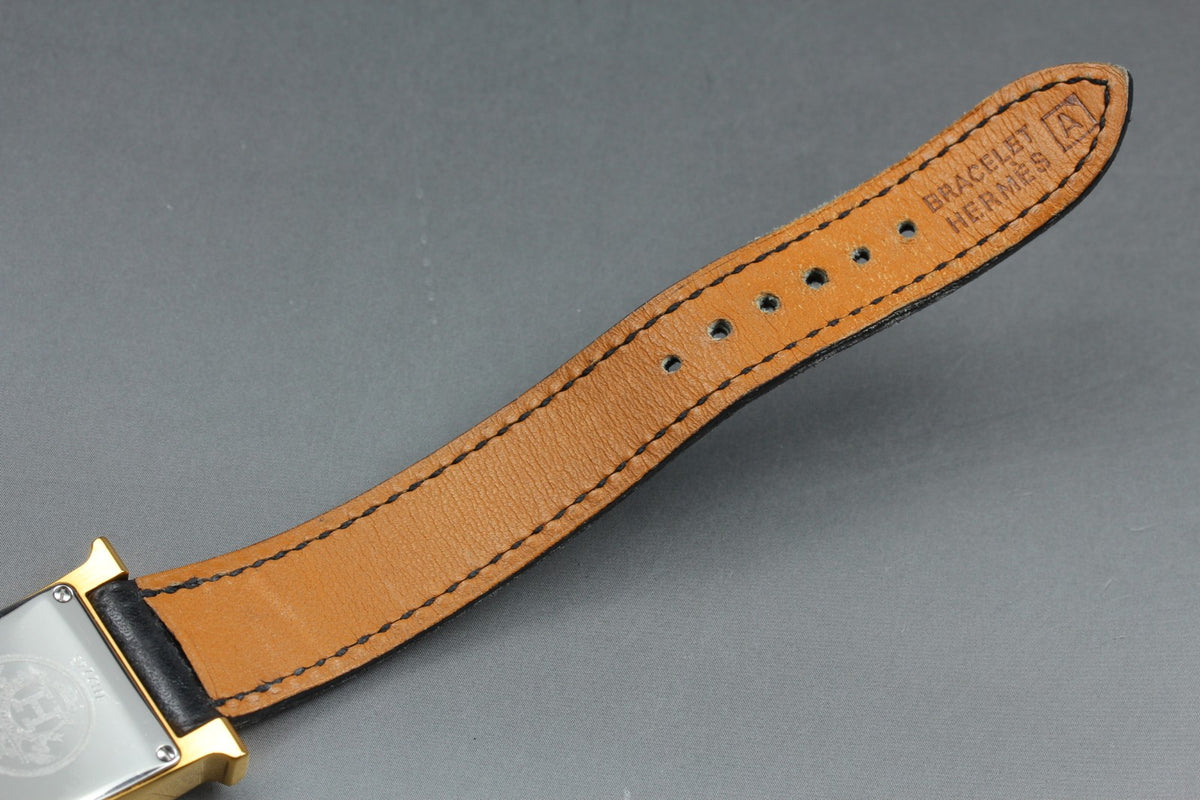 HERMES H Watch HH1.201 Gold Black "A" 21mm Woman's Watch Quartz [Box]