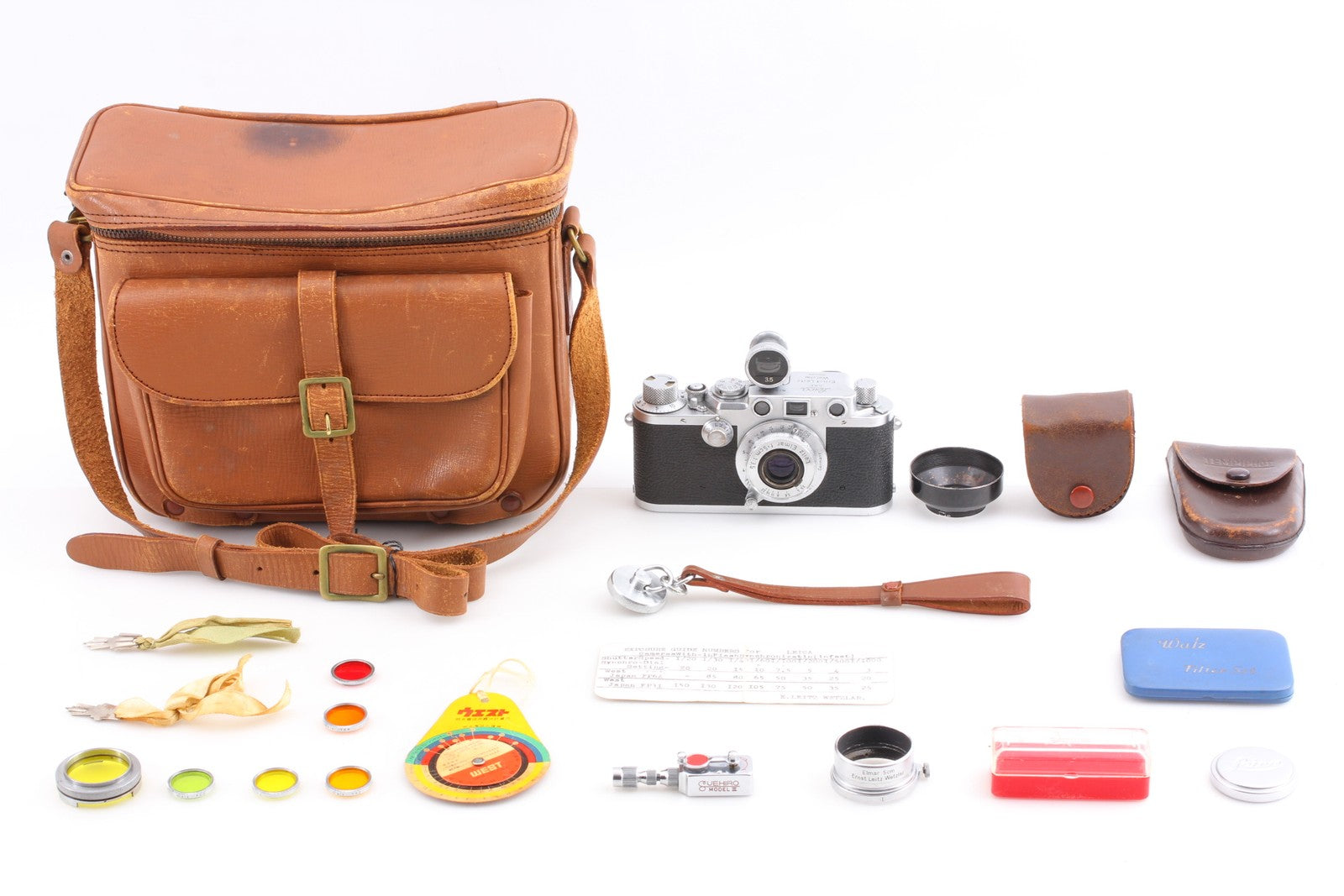 [N MINT w/ Finder Case] Leica IIIf Film Camera + Elmar 5cm 50mm f3.5 Lens JAPAN