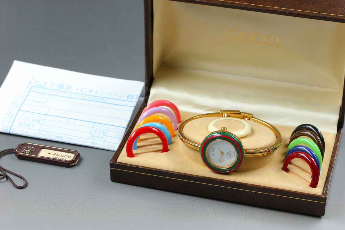 [Overhauled] Gucci Change Bezel 1100-L 12 Colors Women's Qz Watch Vintage Box