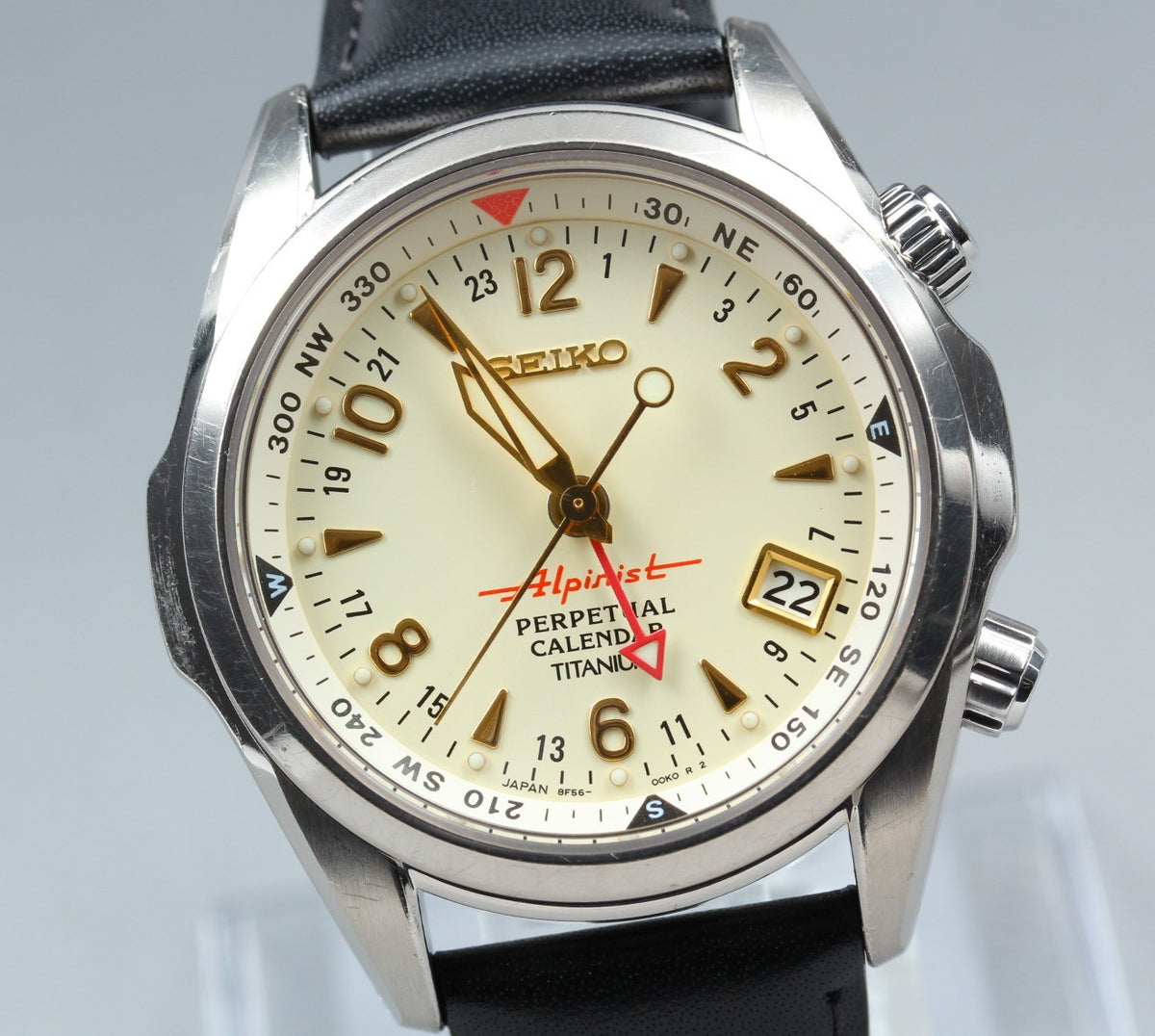 [Serviced] SEIKO Alpinist 8F56-00D0 SBCJ031 Ivory Titanium Men's Watch JAPAN