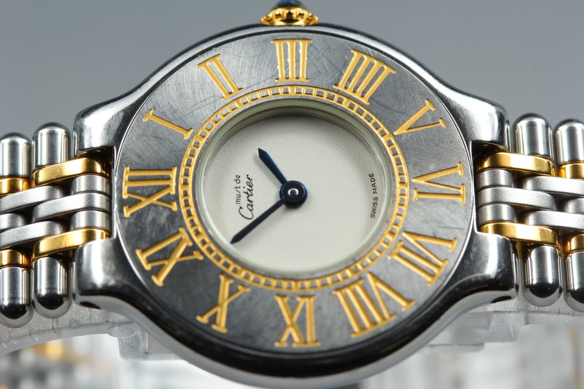 Cartier Must de Cartier 21 27mm Silver Gold Women's Quartz Watch Vintage [Pouch]
