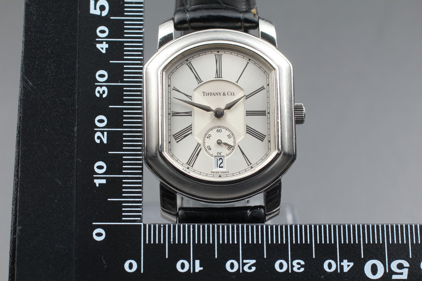 TIFFANY&Co. Mark coupe Silver Quartz Small Second Men's Watch 32mm JAPAN
