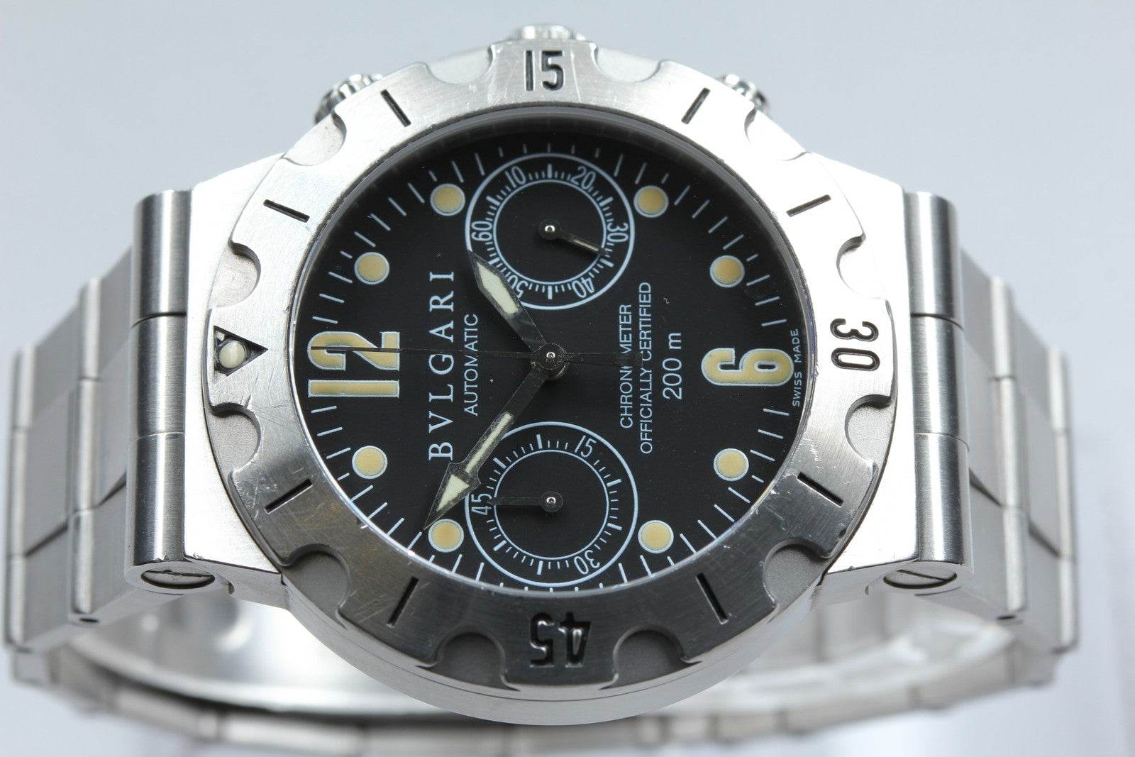 BVLGARI Diagono Scuba SC38S Chronograph Automatic Black Boy's Watch 39mm JAPAN