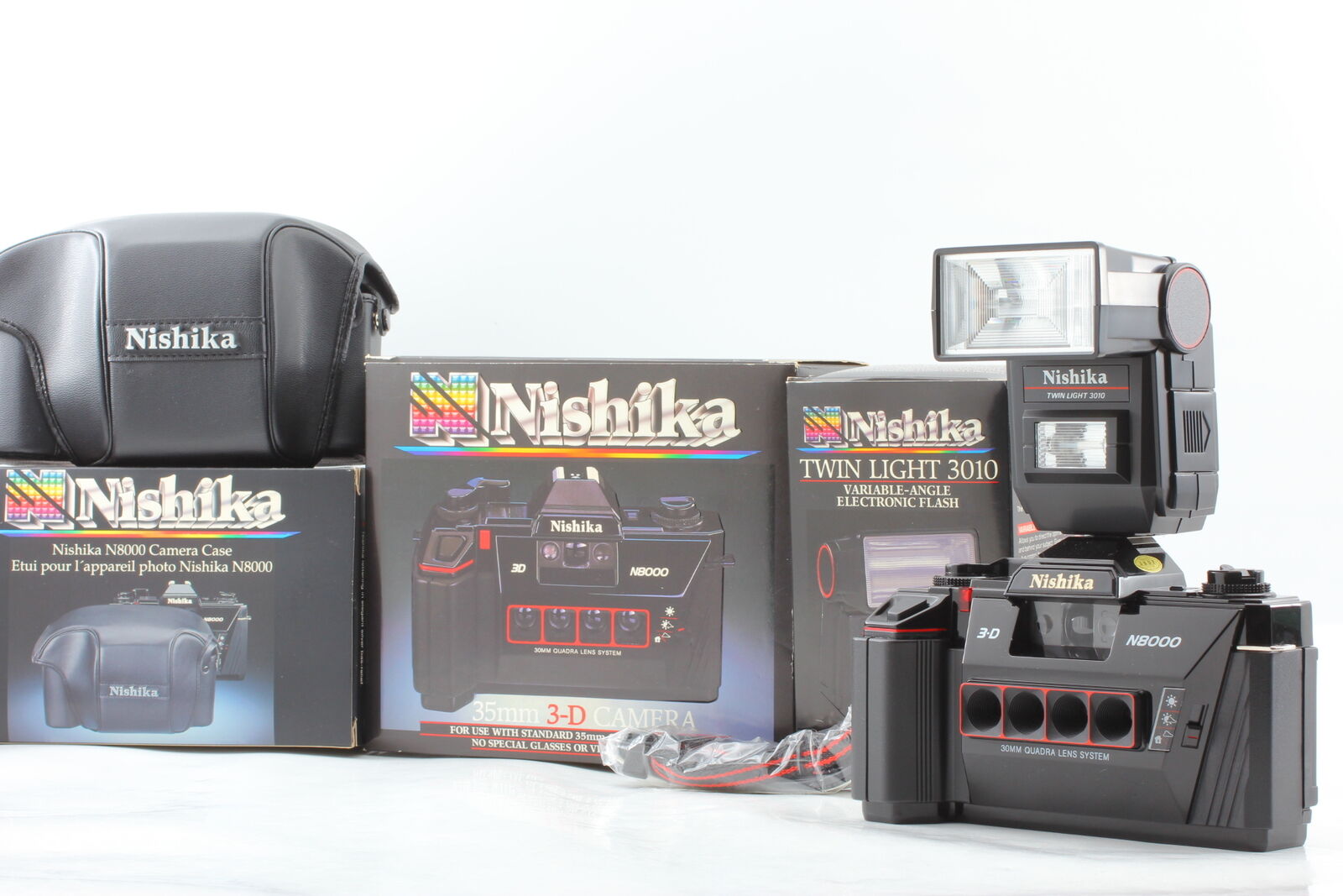 [MINT Box Set] Nishika N8000 3D 35mm Film Camera Twin Light From JAPAN