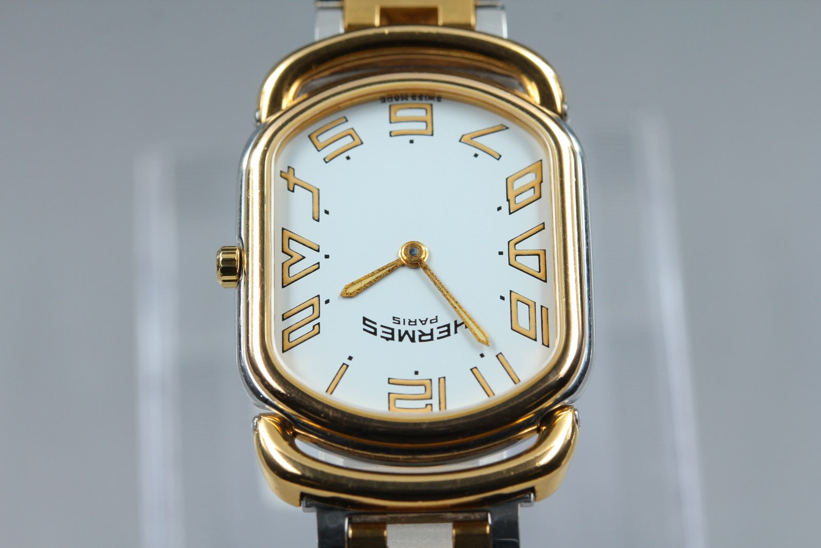 New Batt Vintage HERMES Rally Quartz White Dial Women's Watch 26mm JAPAN Box