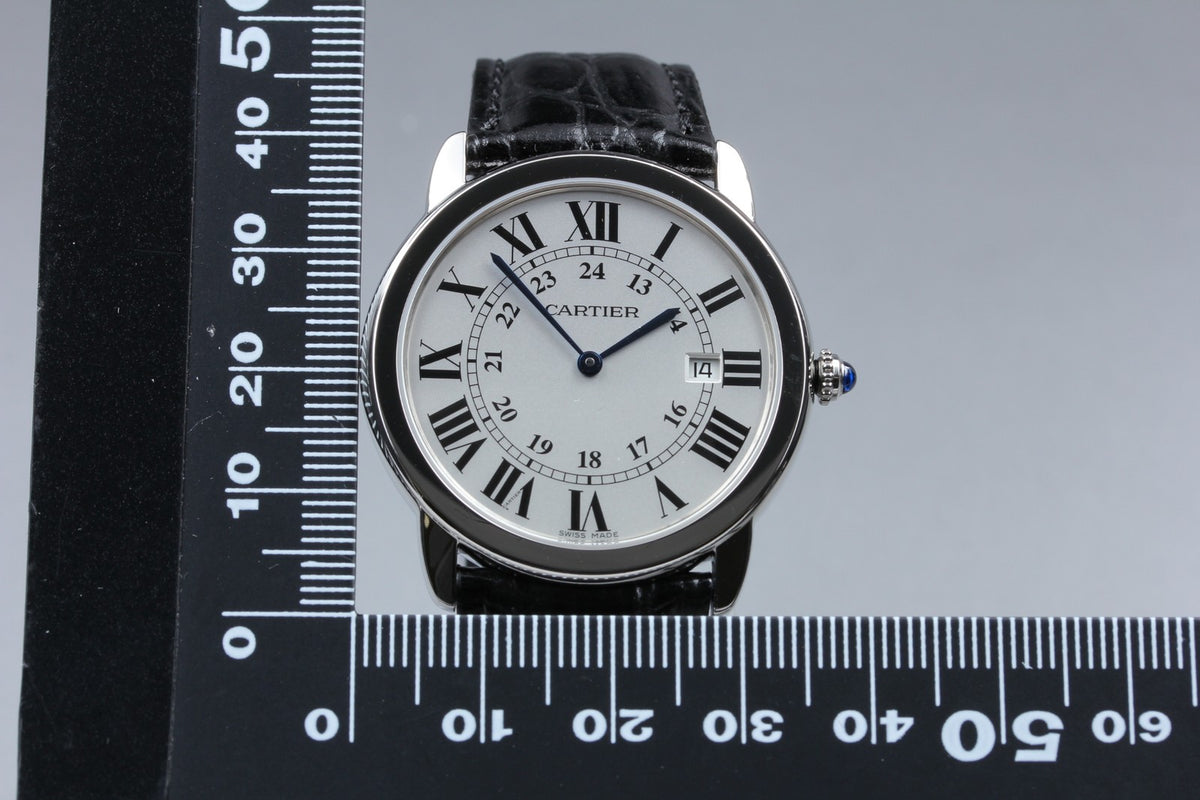 Cartier Ronde Solo de Cartier 3603 Silver Quartz 35mm Unisex Watch Polished Box