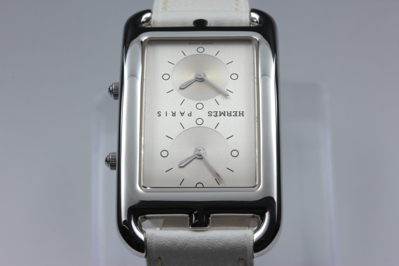 [Overhauled] HERMES Cape Cod Dual Time CC3-510 25mm White Women's Qz Watch Box