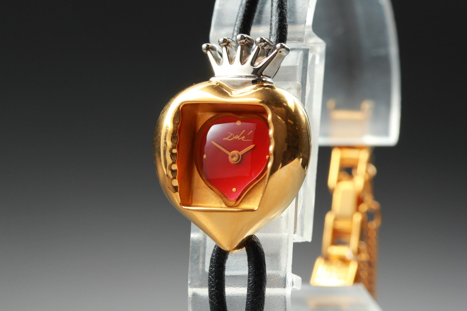 [Exc+5] Salvador Dali Royal Heart 19mm Gold Red Dial Women's Quartz Watch JAPAN