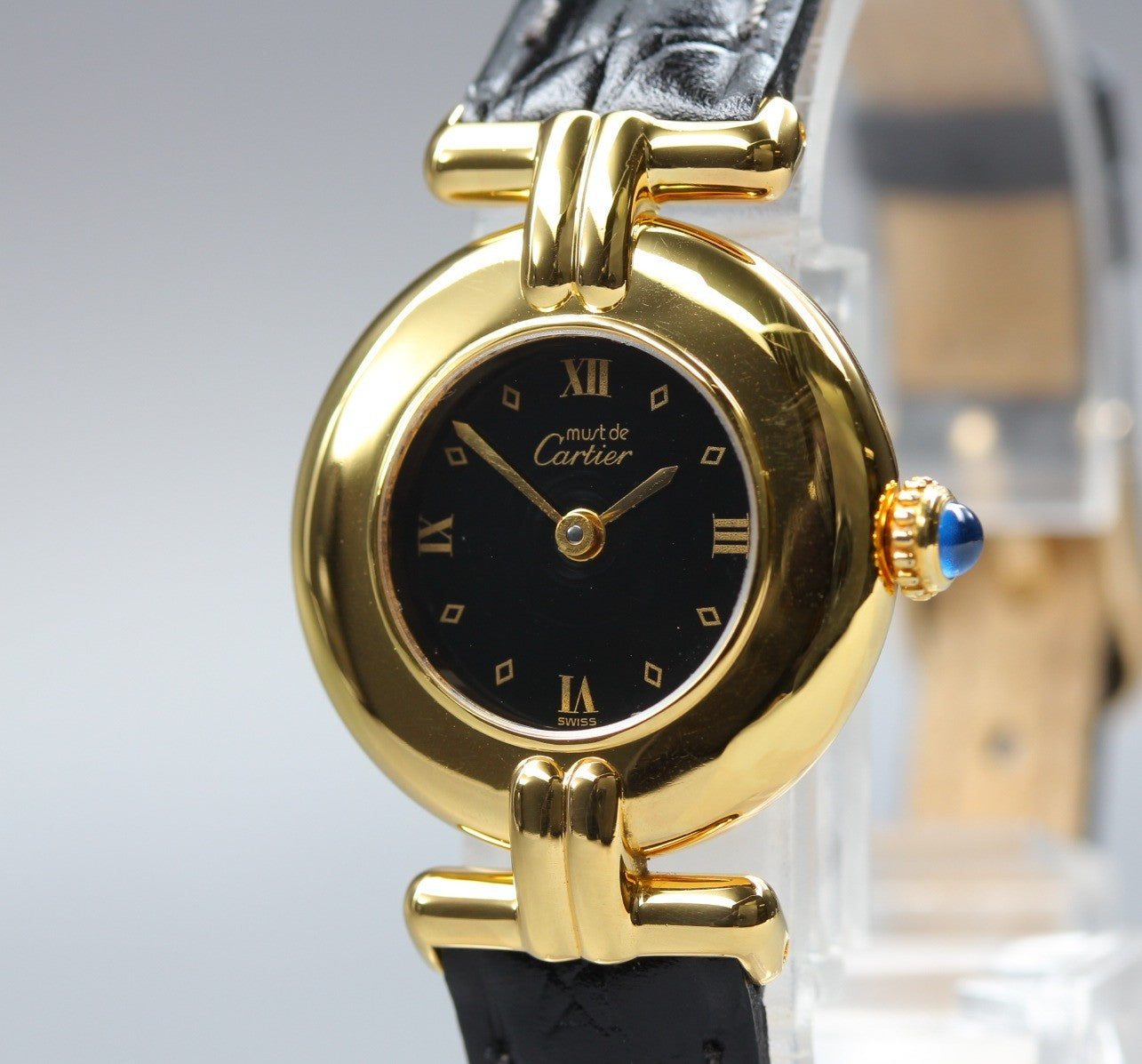 Cartier Must Colisee Vermeil 590002 Black Gold Women's Quartz Watch Vintage