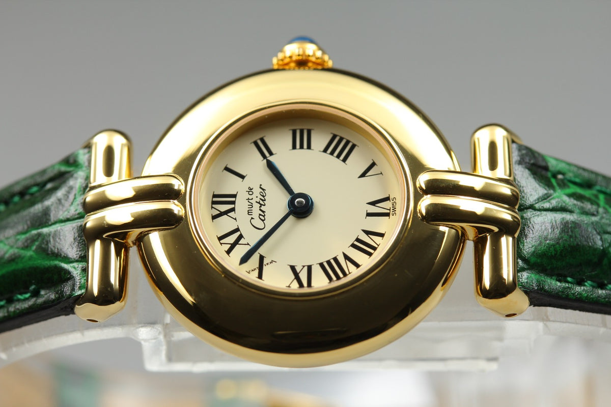 Cartier Must Colisee Vermeil 590002 Green Gold Women's Qz Watch Vintage [Box]