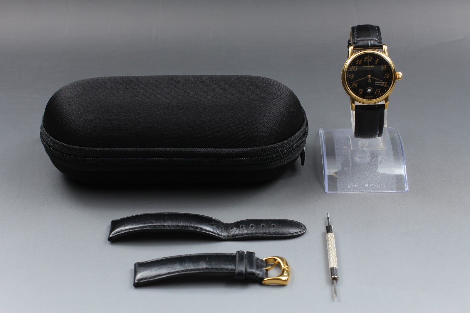 [Exc+5] Montblanc Meisterstuck 7005 Black Dial Gold Unisex Quartz Watch JP