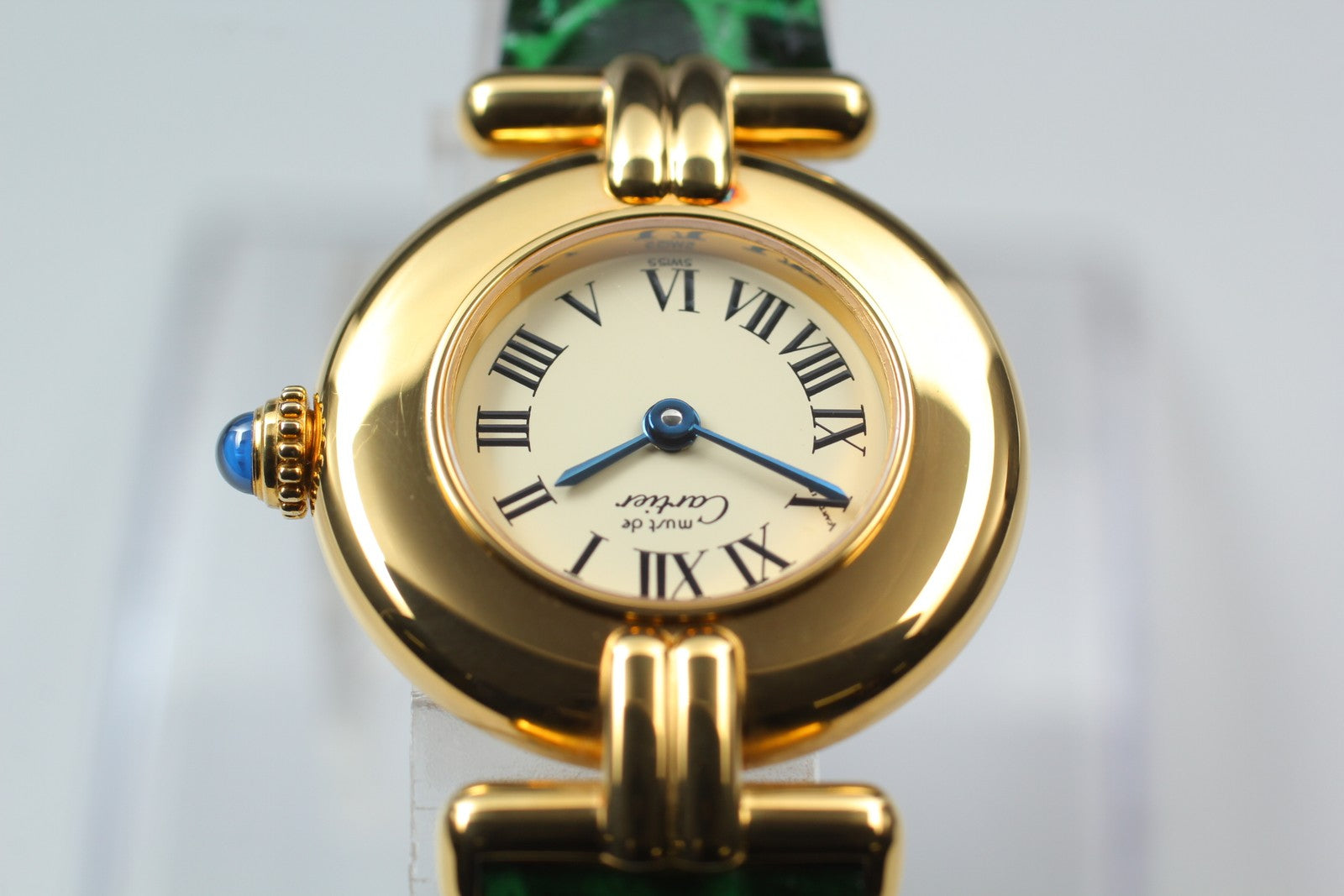 Vintage [Near MINT] Cartier Must Colisee Vermeil 590002 Green Women's Qz Watch