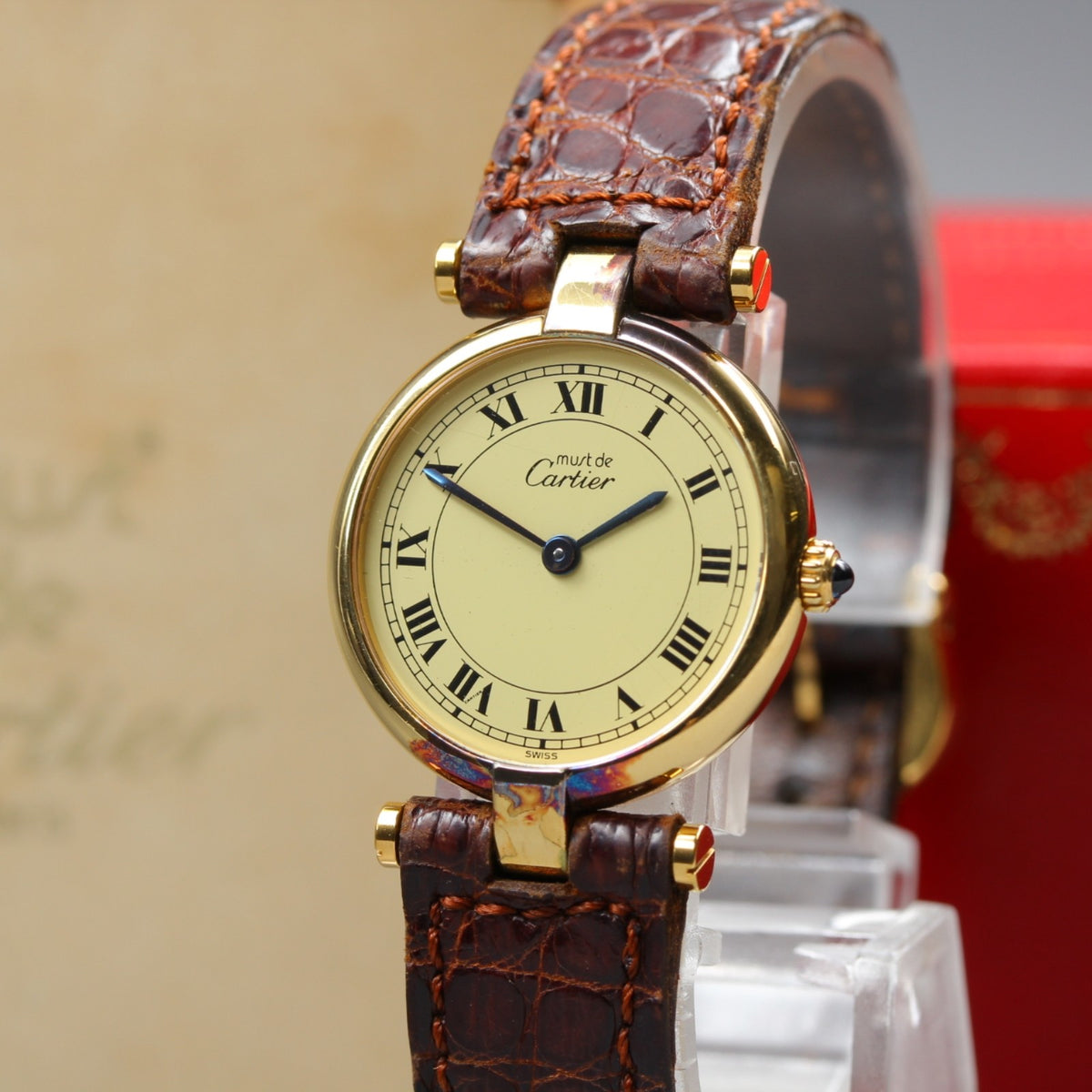 New Batt Cartier Must de Cartier Vendome 18 Quartz Women's Watch From JAPAN Box