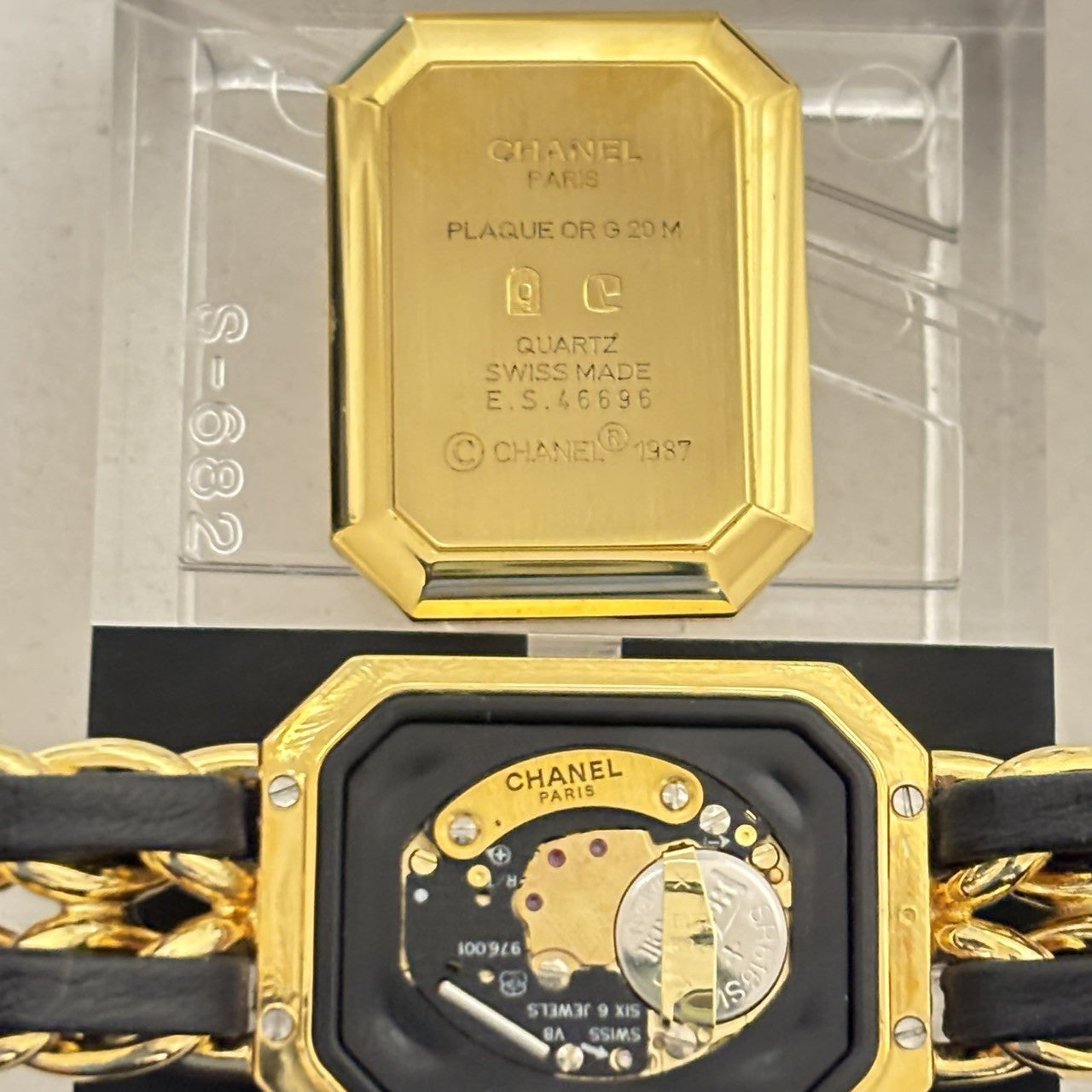 [Near MINT- Box] CHANEL Premiere L Size Black Dial 20mm Gold Quartz Womens Watch