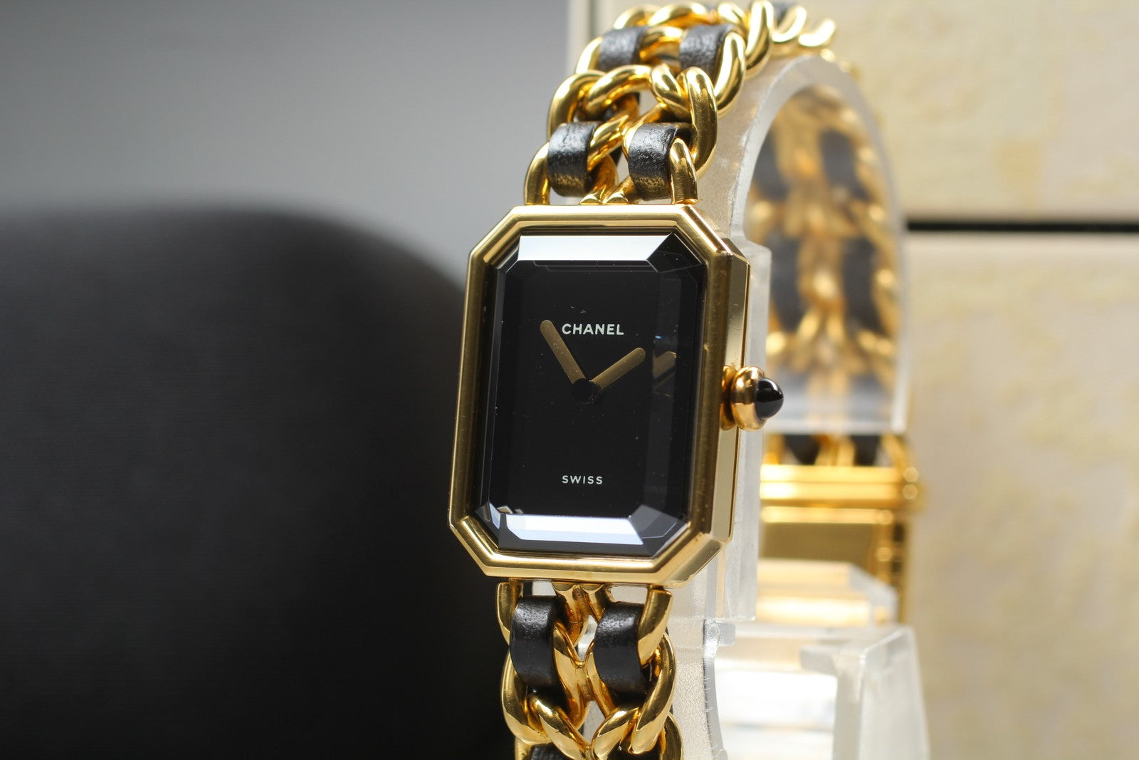 [Exc+5 Box] CHANEL Premiere L Size Black Dial 20mm Gold Quartz Women’s Watch