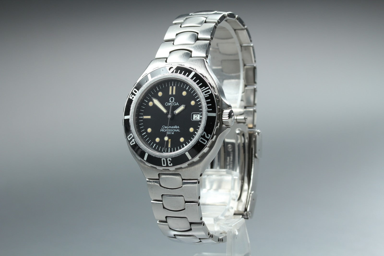New Batt Vintage OMEGA seamaster Professional 200m Quartz Black Men's Watch 36mm