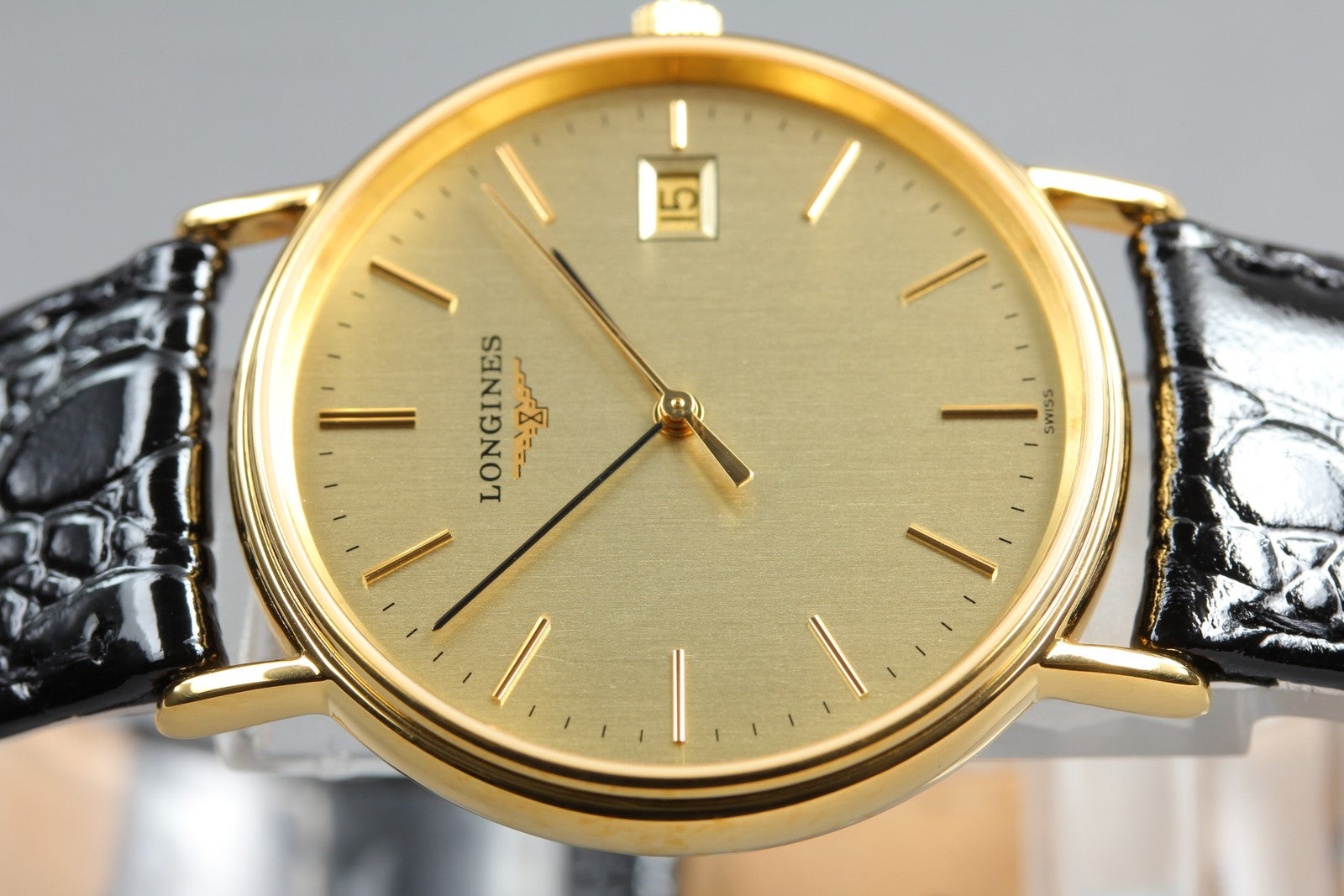 [Near MINT-] LONGINES Grand Classic L4.720.2 Gold Black 32mm Quartz Men's Watch