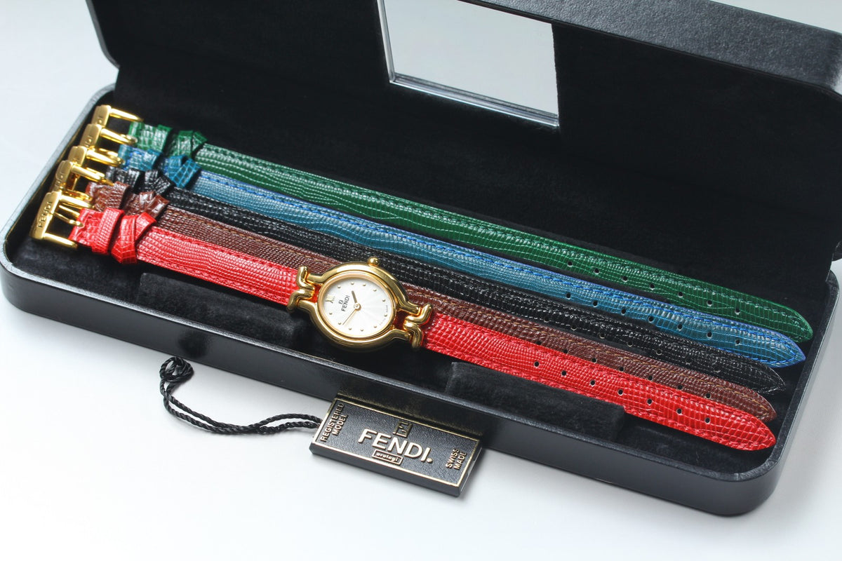 FENDI 640L Chameleon 5 Colors Belt Gold Women's Quartz Watch Vintage [Box]