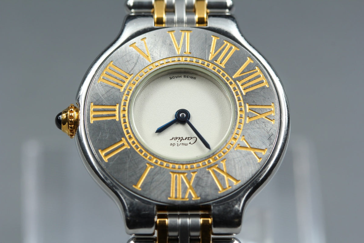 Cartier Must de Cartier 21 27mm Silver Gold Women's Quartz Watch Vintage [Pouch]