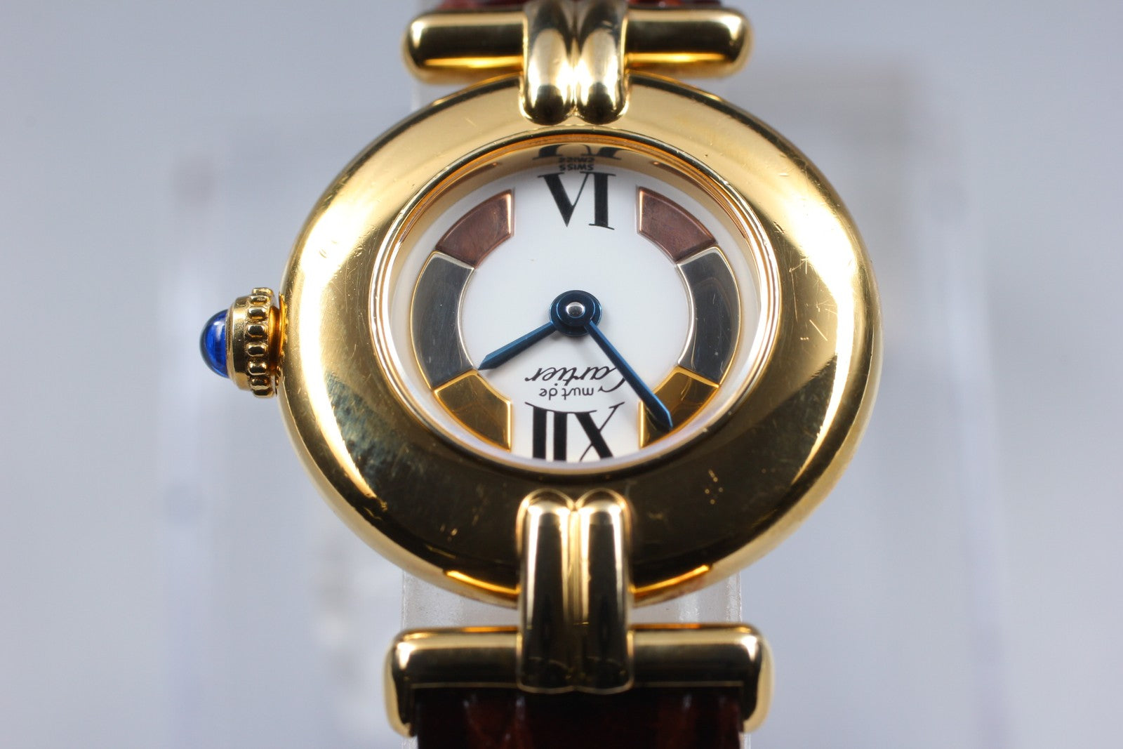 Vintage [Exc+5] Cartier Must Colisee Vermeil 590002 Gold Brown Women's Qz Watch
