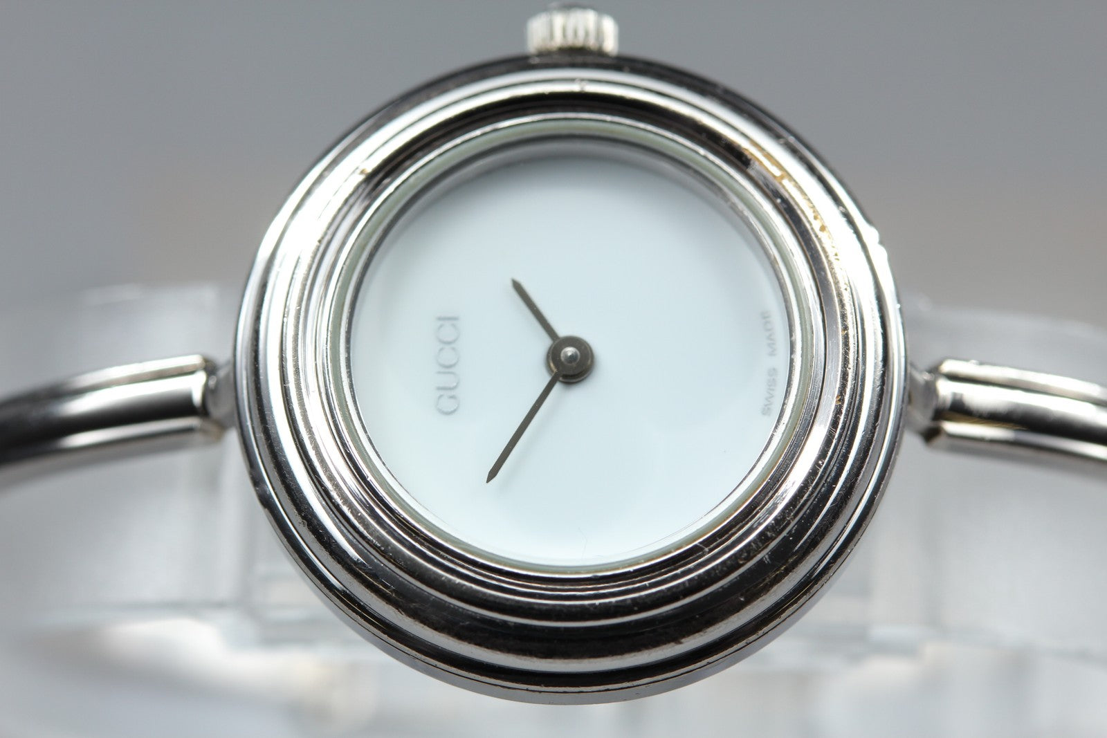 Vintage Gucci Change Bezel 11/12.2 Silver White Dial Women's Qz Watch [15.25cm]
