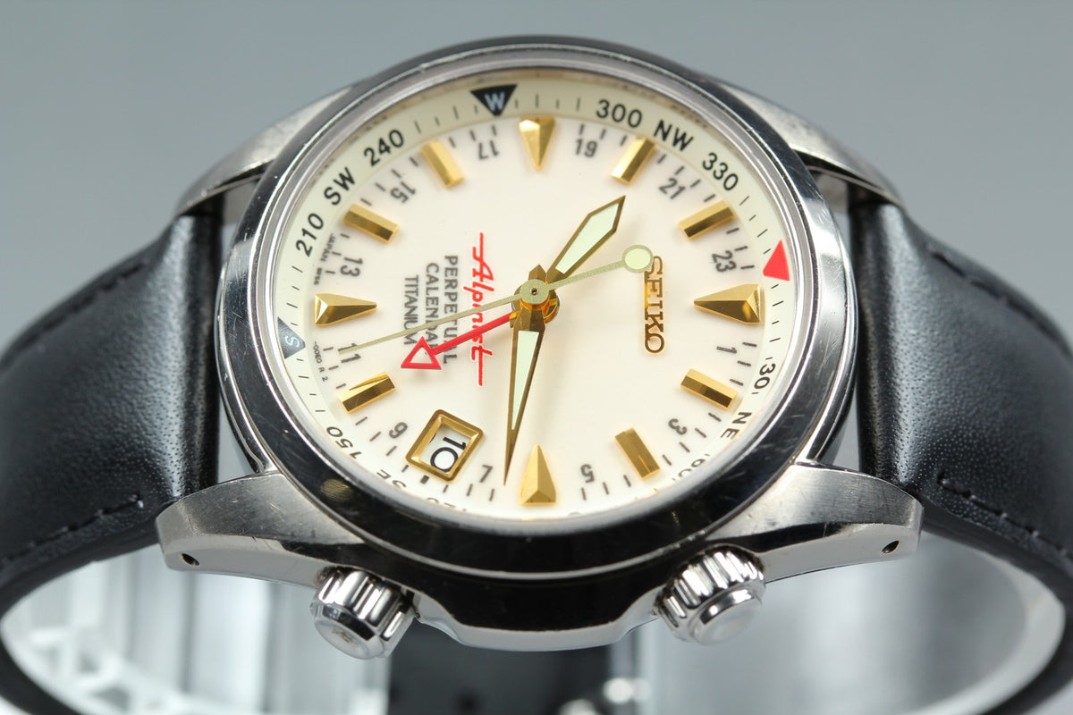 SEIKO Alpinist 8F56-00D0 SBCJ021 Perpetual Calendar Titanium Men's Watch JAPAN