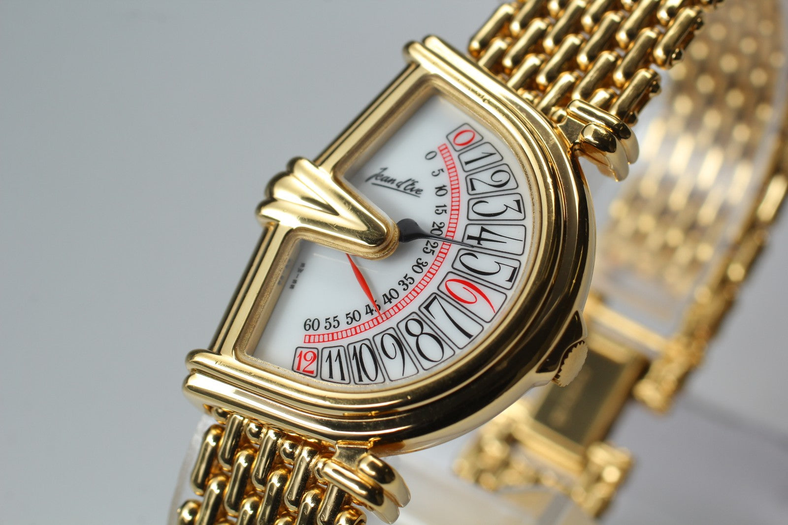Vintage Jean d'eve Sectora Gold 25mm White Dial Women's Quartz Watch JAPAN