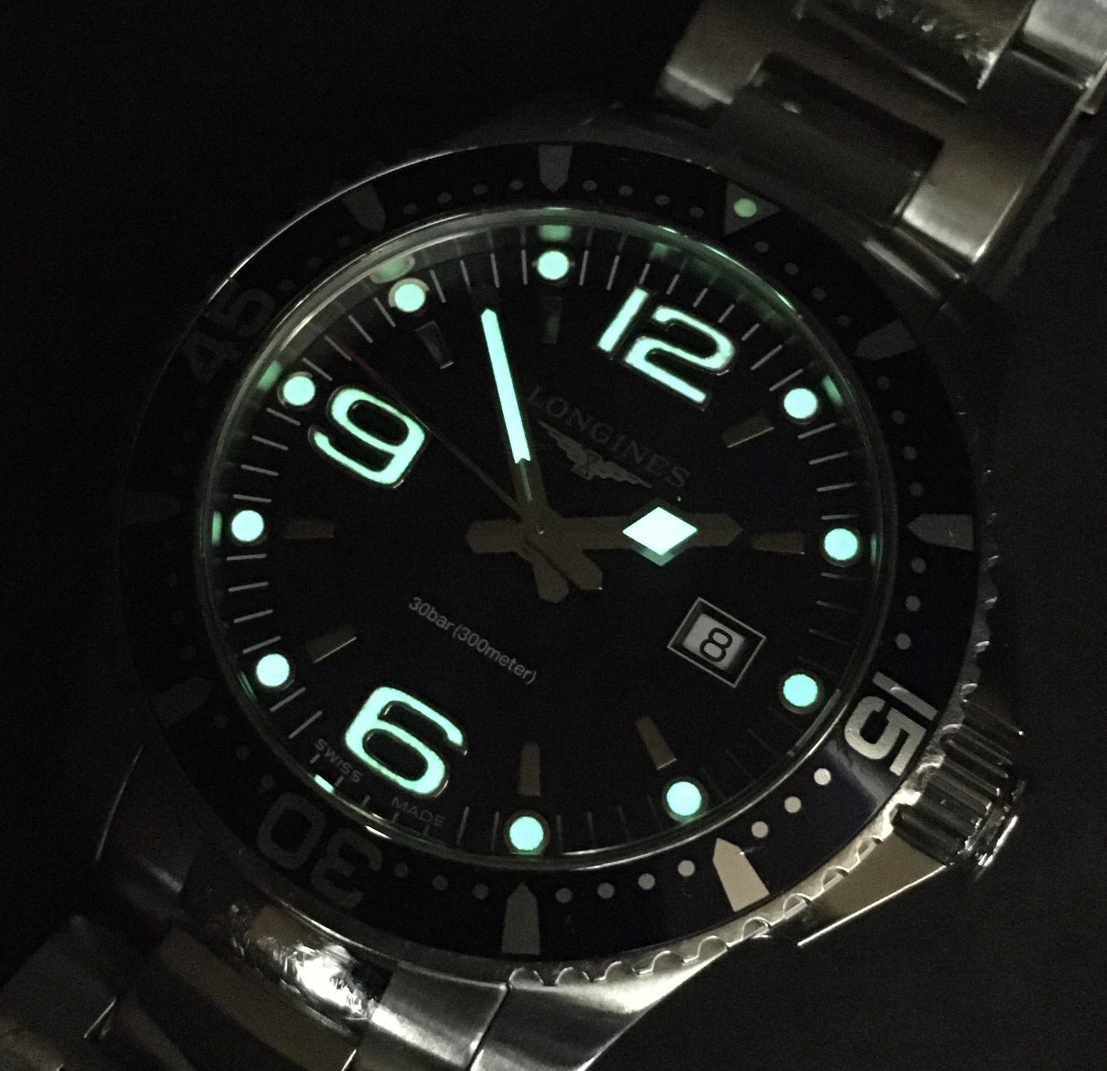 New Batt LONGINES Hydro Conquest L3.730.4 Blue Quartz Date Mens Watch 39mm Exc+5