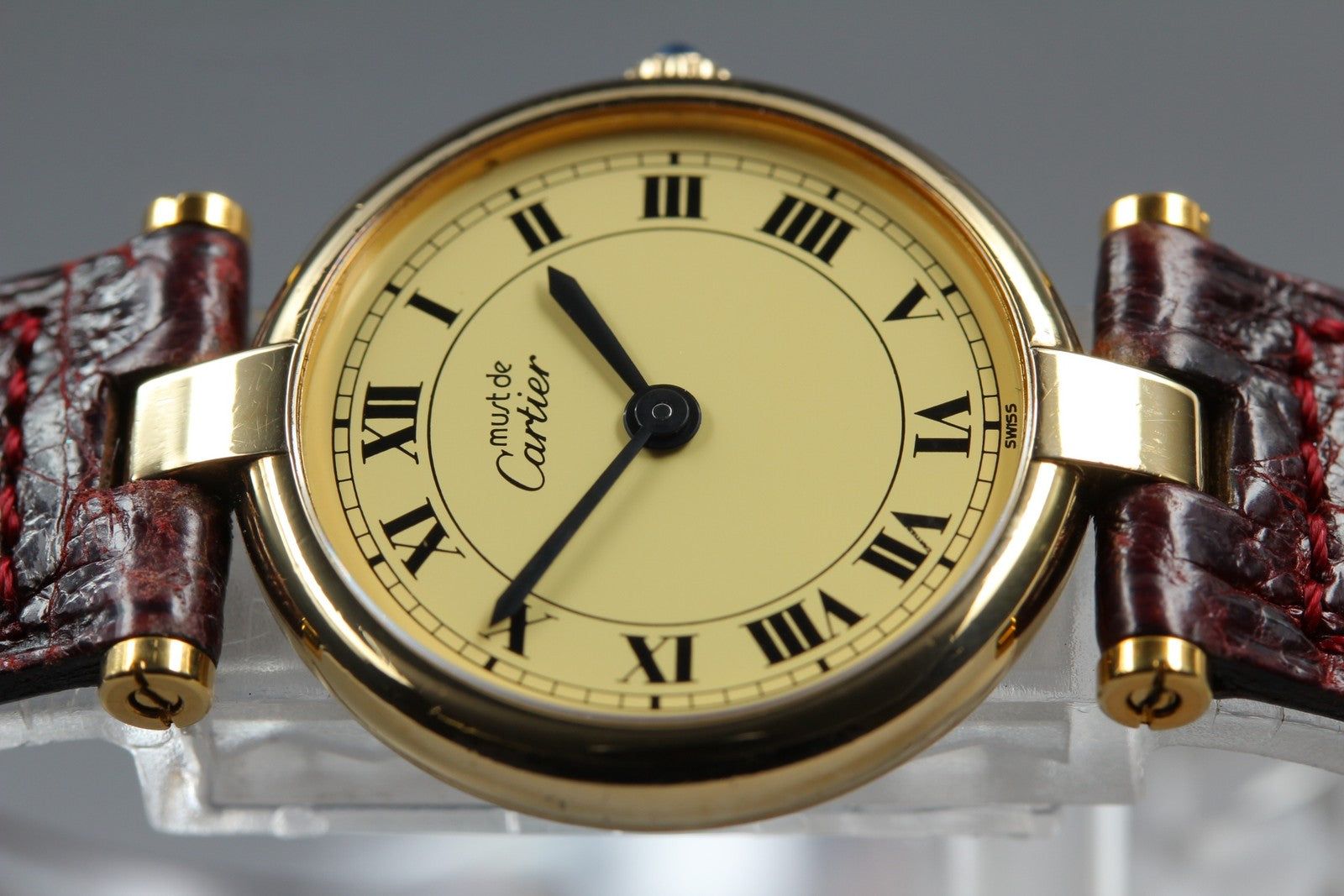 Vintage [Exc+4 Box] Cartier Must Vendome Vermeil Gold 23mm Women's Quartz Watch