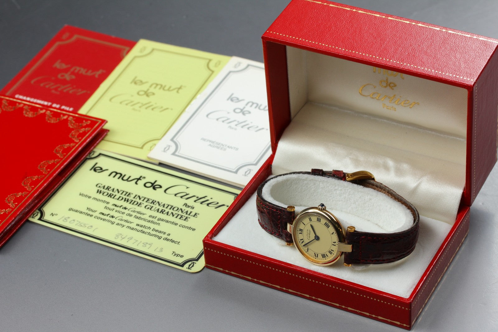 Vintage [Exc+4 Box] Cartier Must Vendome Vermeil Gold 23mm Women's Quartz Watch