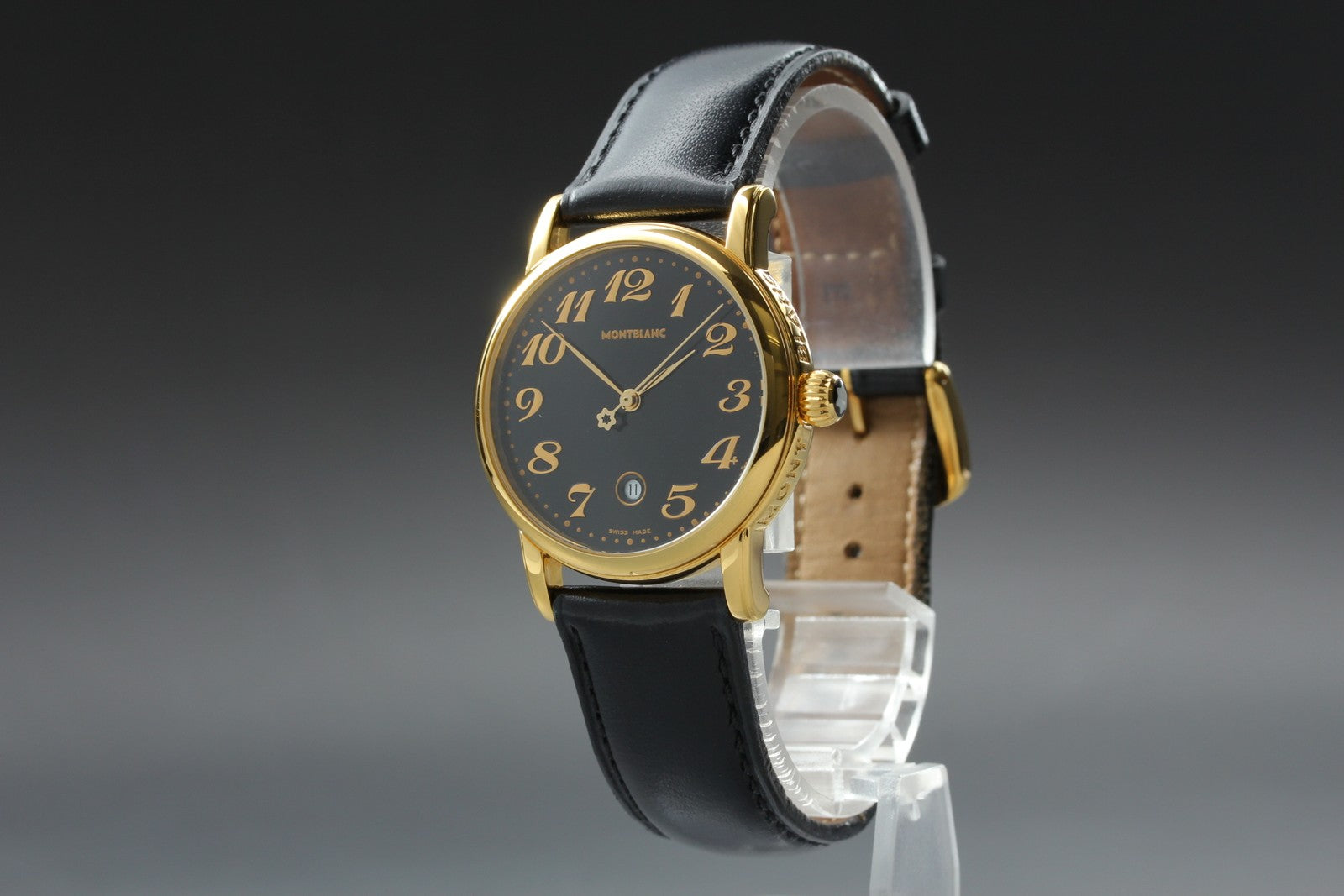 New Batt MONTBLANC Meisterstuck 7005 Quartz Black Men's Watch 31mm JAPAN Box