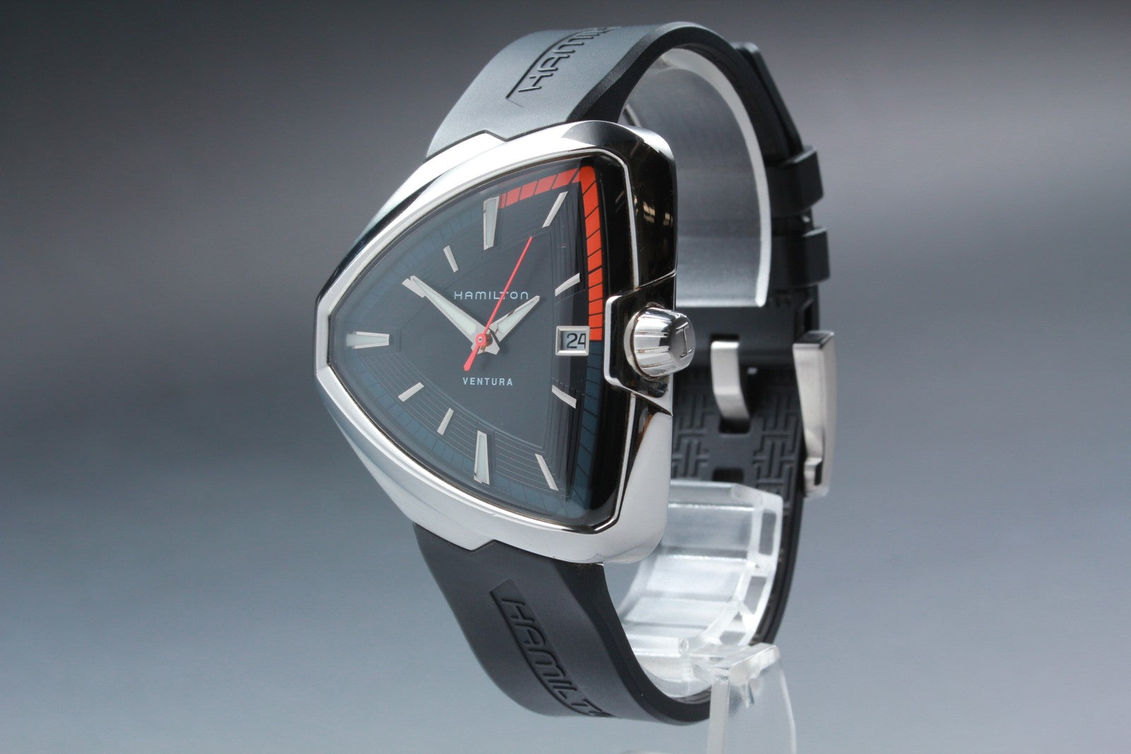 New Batt Hamilton Ventura Elvis80 H245510 Black Date Quartz Men's Watch 41mm JP