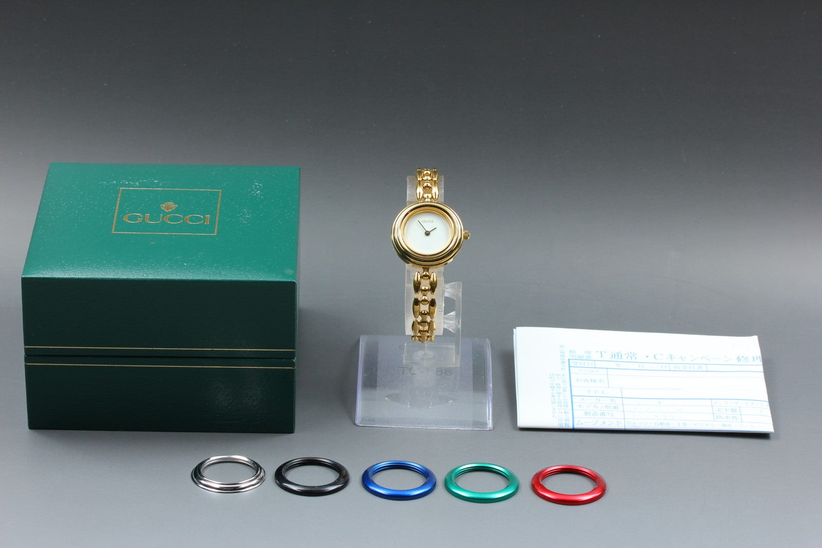 [Overhauled] Gucci Change Bezel 11/12.2 Gold  Women's Quartz Watch Vintage Box