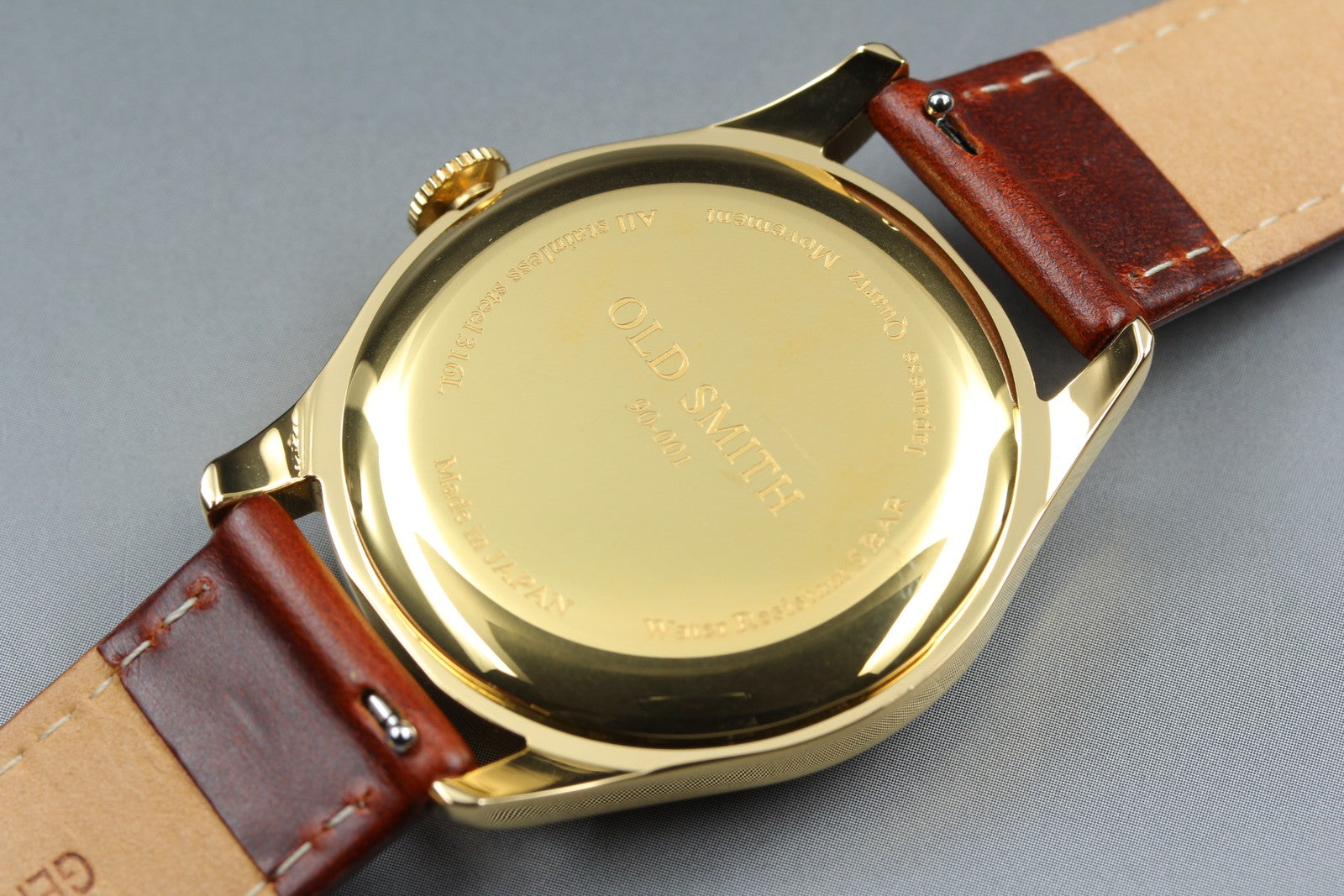KUOE KYOTO OLD SMITH 90-001 34mm Gold Brown Quartz Men's Watch Japan [Box]