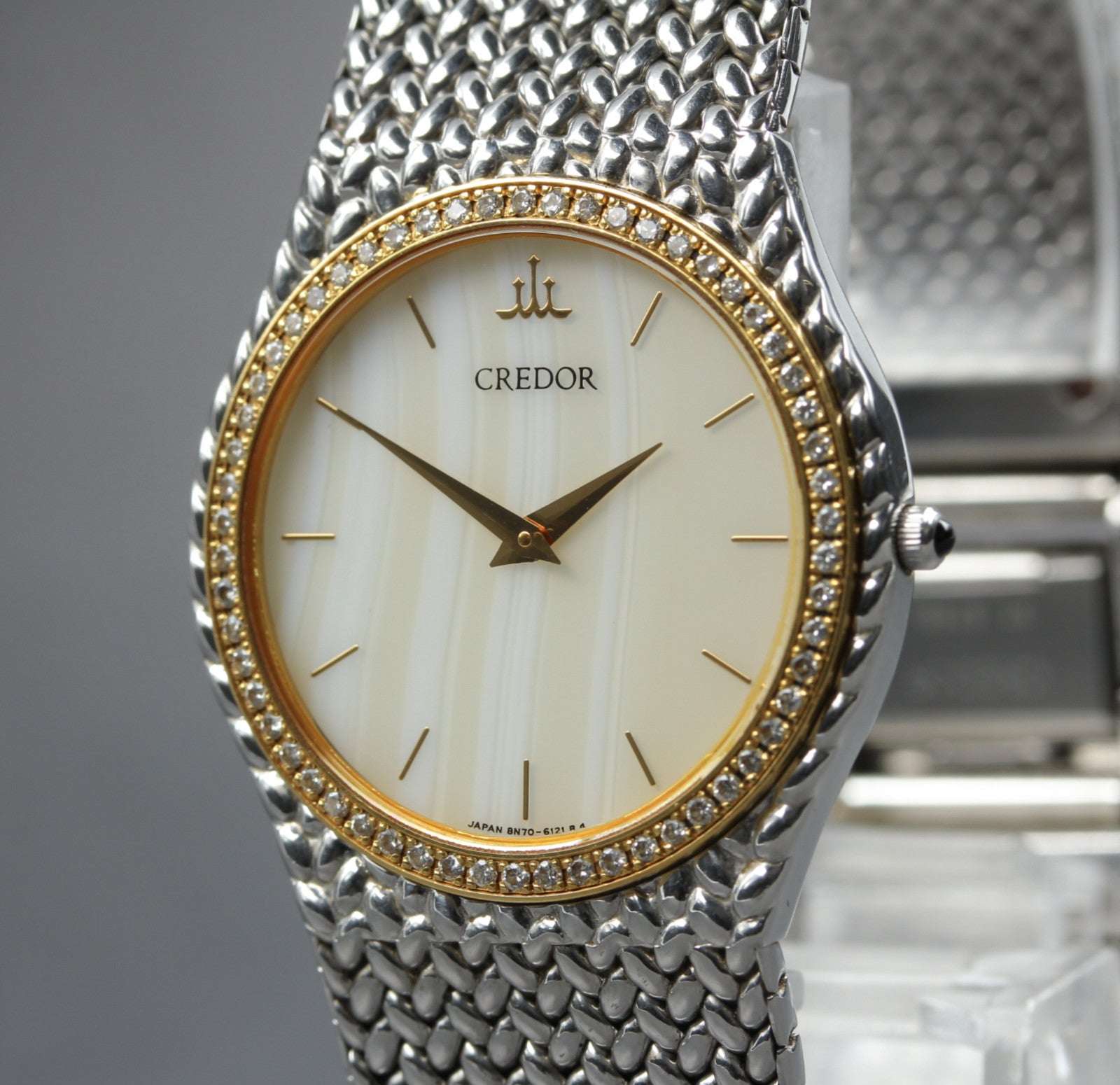 [Exc+5] SEIKO CREDOR 8N70-6140 31mm Diamond Unisex Quartz Watch From JAPAN