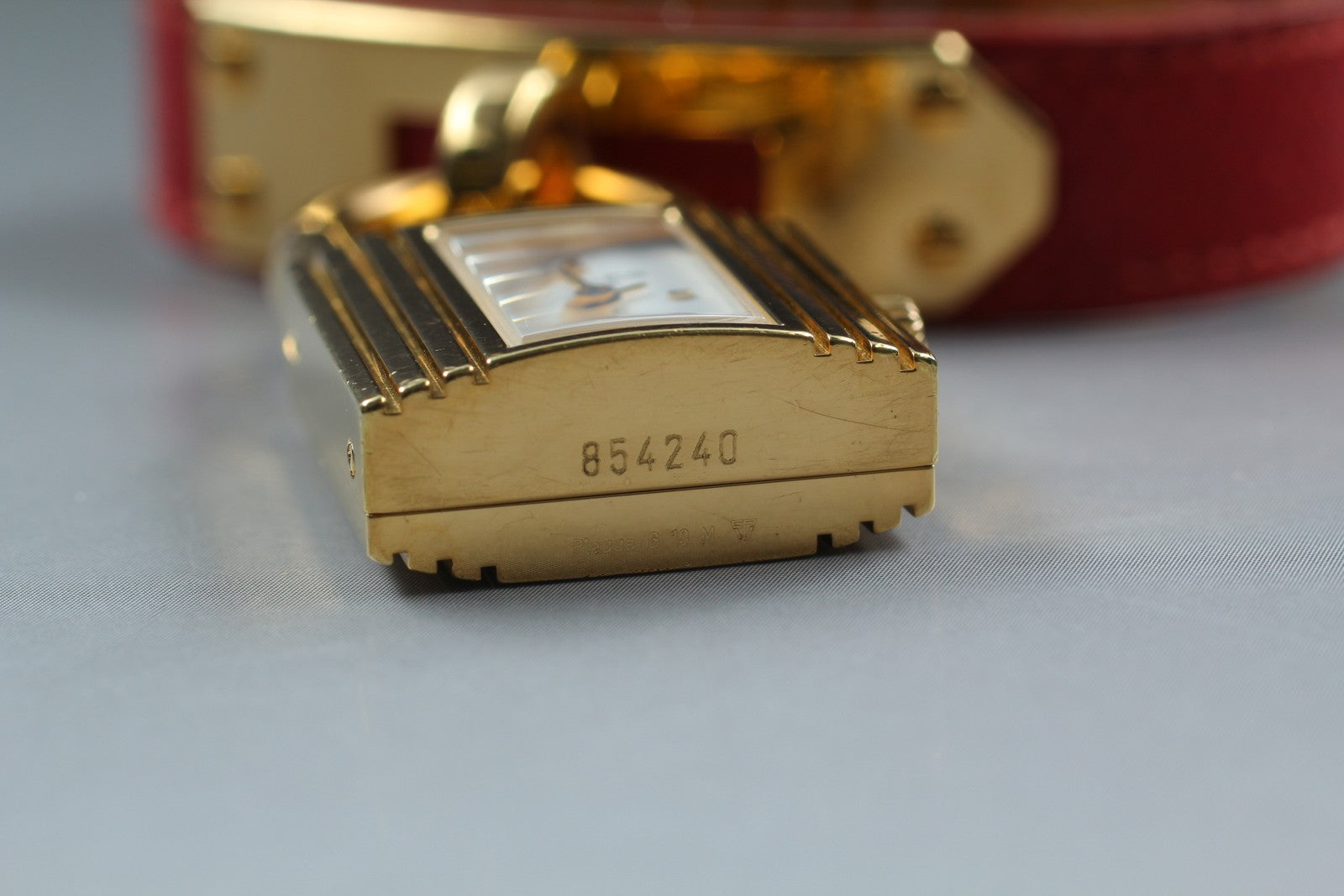 Vintage [Exc+5] HERMES Kelly Watch Gold Red Leather "Z" Woman's Quartz Watch