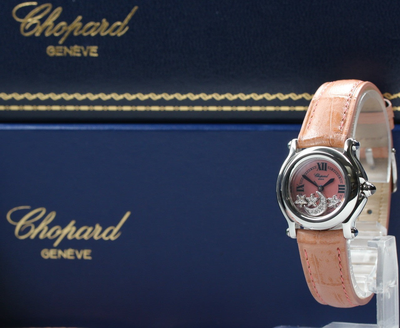 Chopard Happy Sport 27/8245-23 Moon Star Pink Diamond Quartz Women’s Watch [Box]